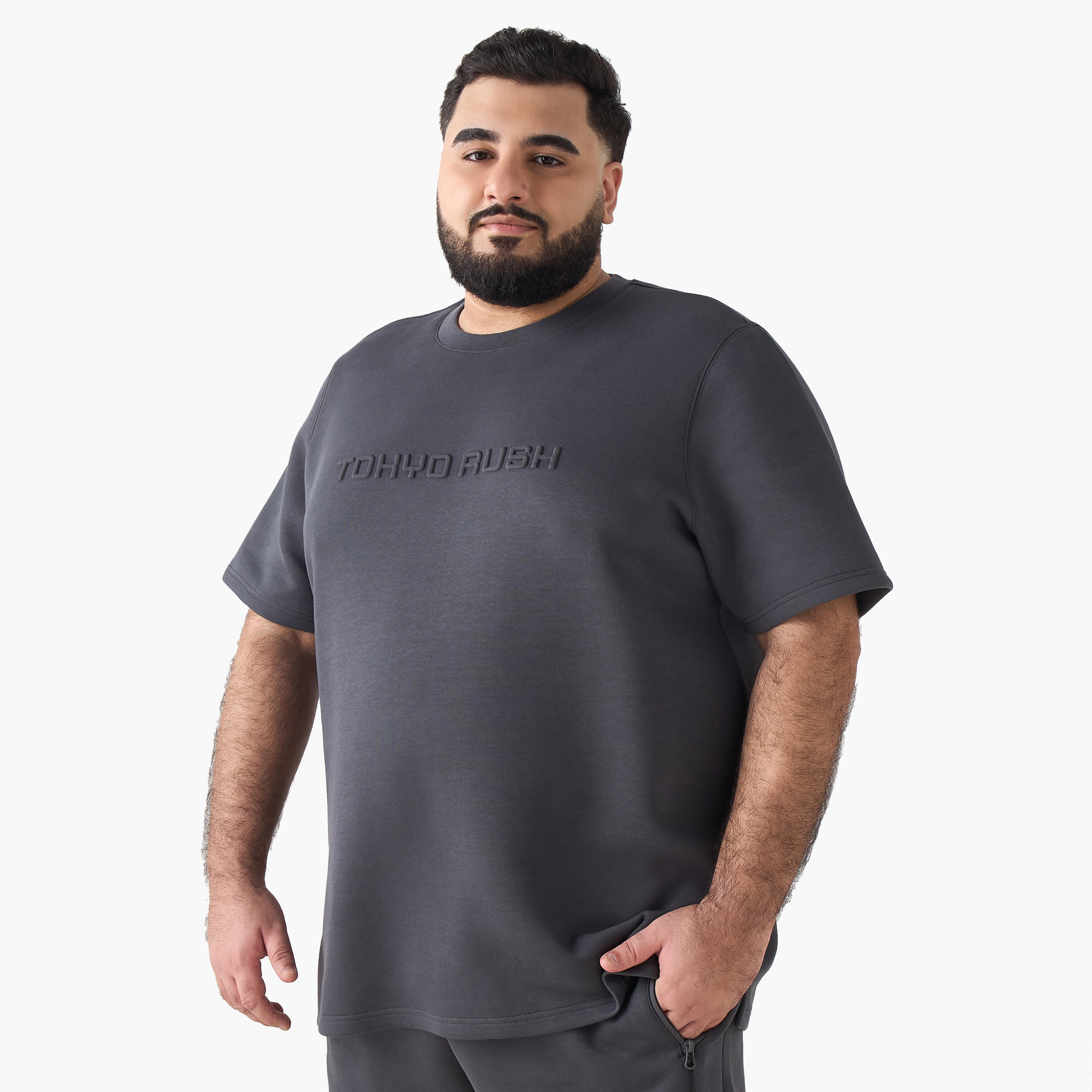 Men Regular Fit Crew Neck Short Sleeve Embossed T-shirt-men-clothing-coordsets-image-3