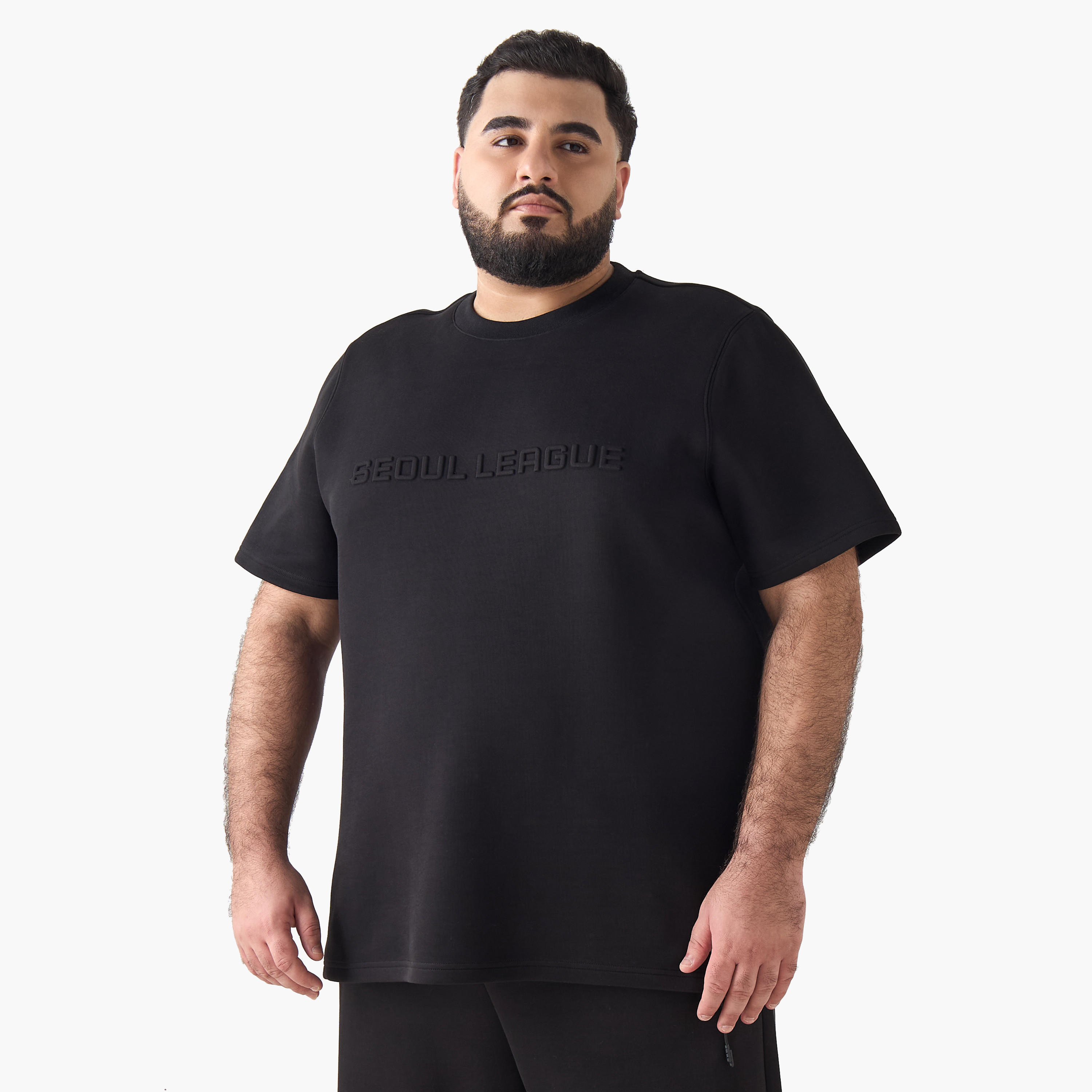 Men Regular Fit Crew Neck Short Sleeve Embossed T-shirt-men-clothing-coordsets-image-2