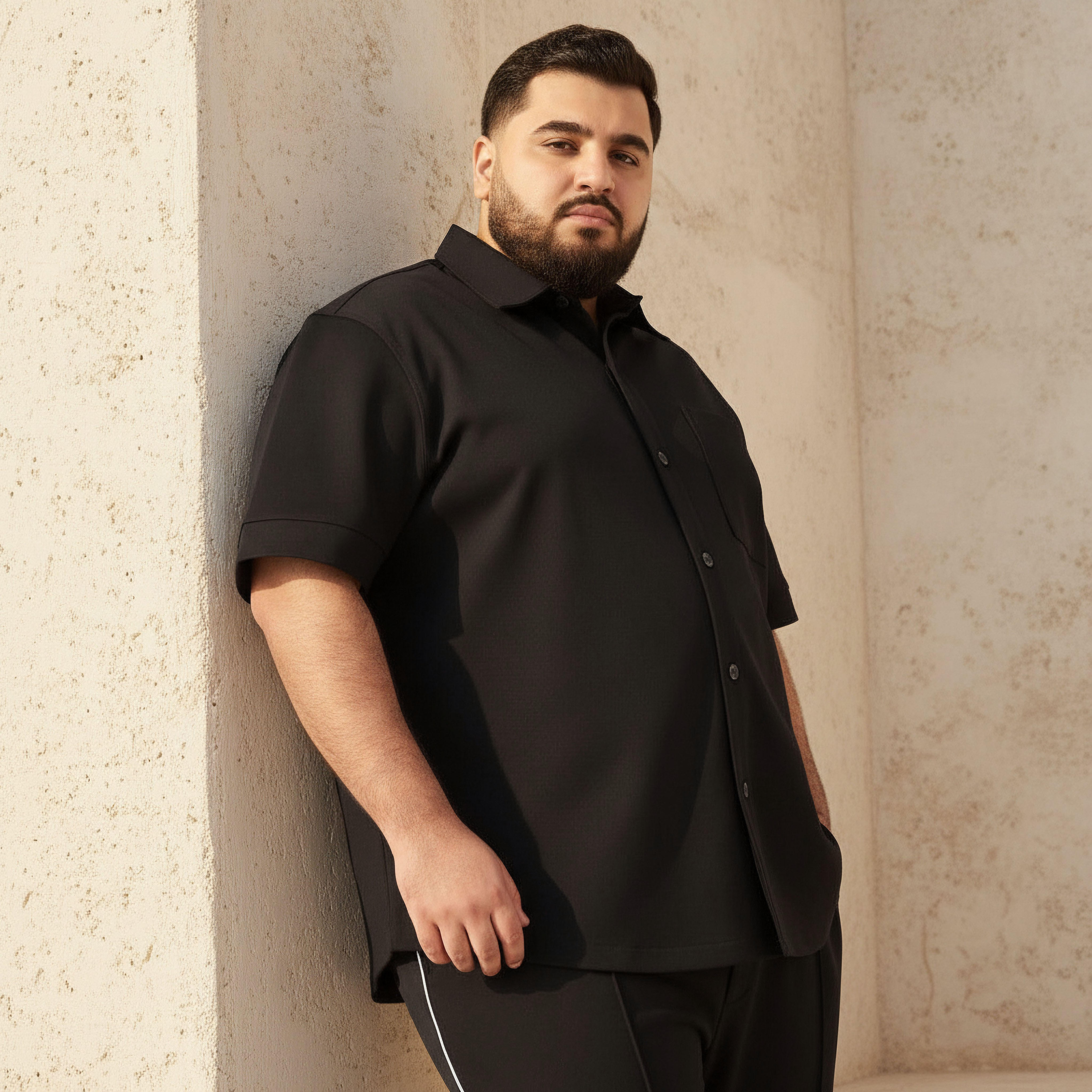 Men Regular Fit Collared Short Sleeve Shirt-men-clothing-shirts-image-1