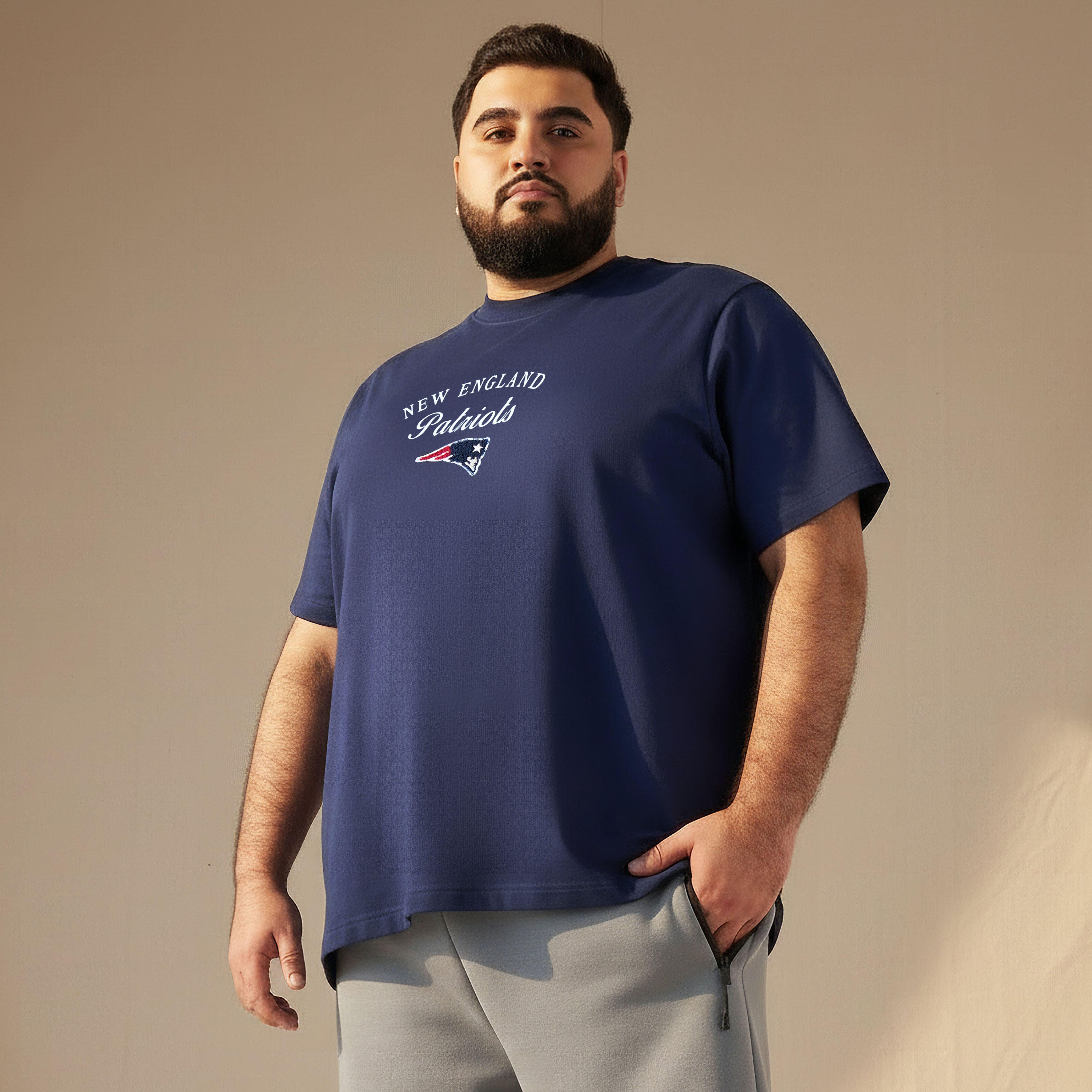 Men Regular Fit Crew Neck Short Sleeve New England Patriots Print T-shirt-men-clothing-tshirtsandpolos-tshirts-image-1