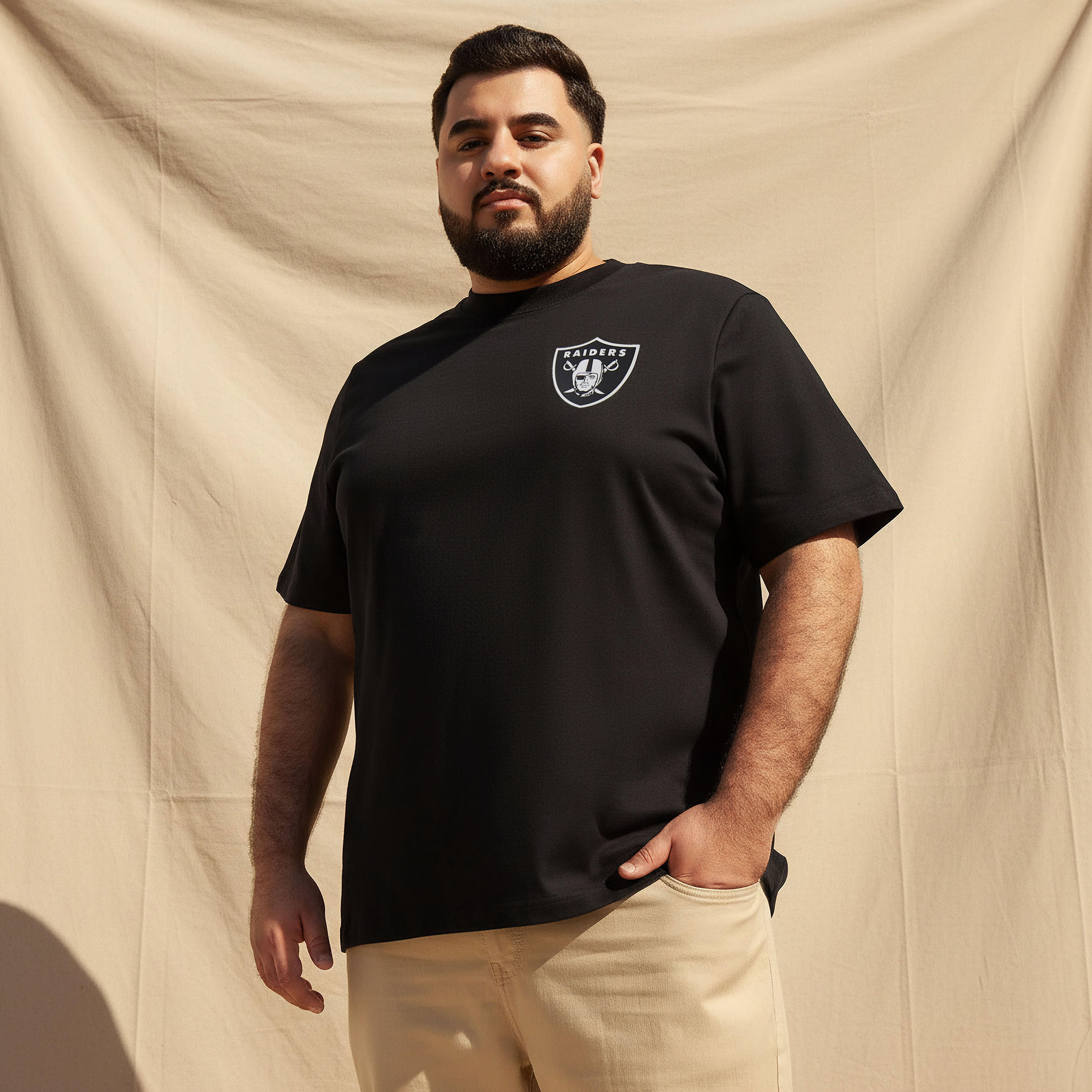 Men Regular Fit Round Neck Short Sleeve Las Vegas Raiders Print T-shirt-men-clothing-tshirtsandpolos-tshirts-image-1
