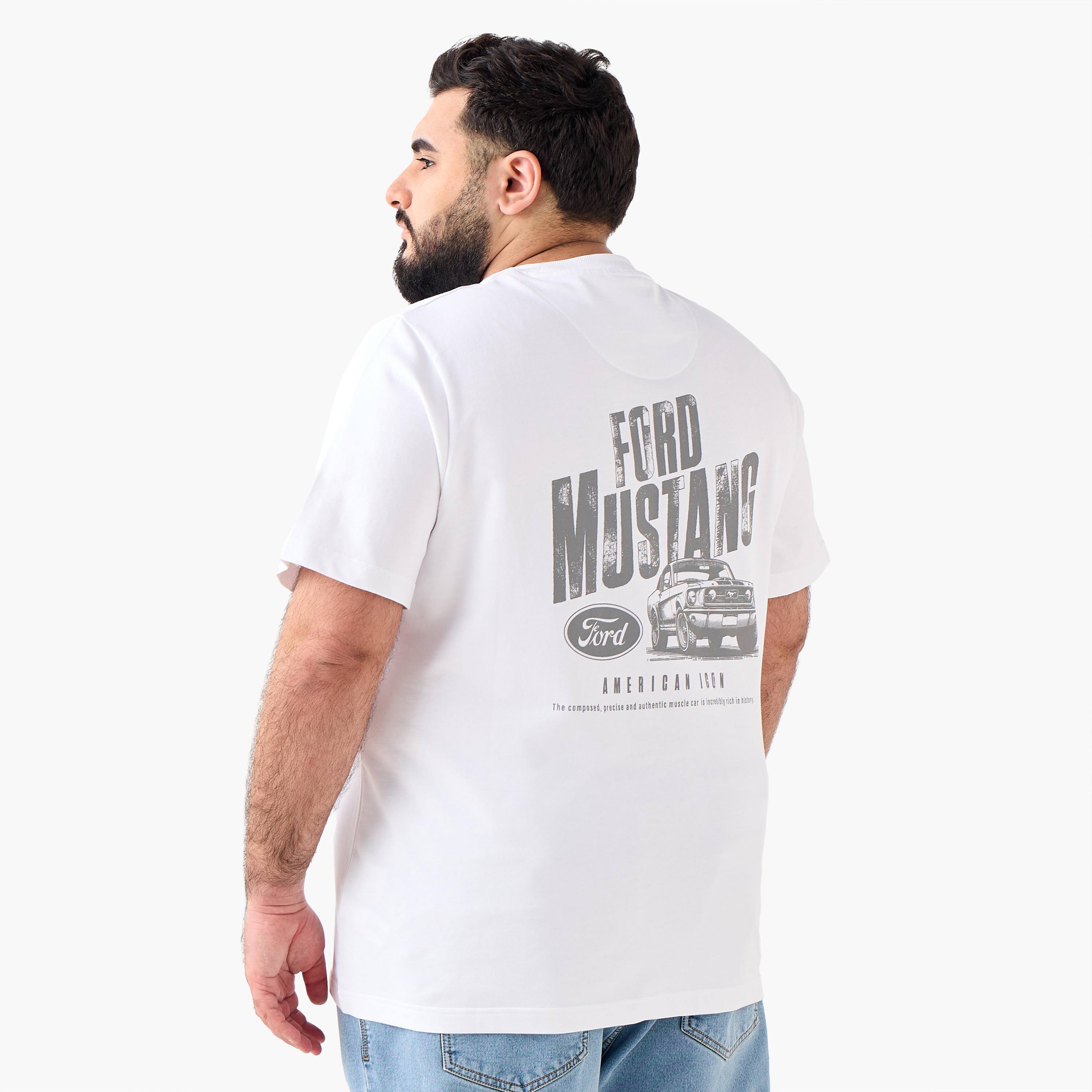 Men Regular Fit Crew Neck Short Sleeves Ford Mustang Print T-shirt-men-clothing-tshirtsandpolos-tshirts-image-2