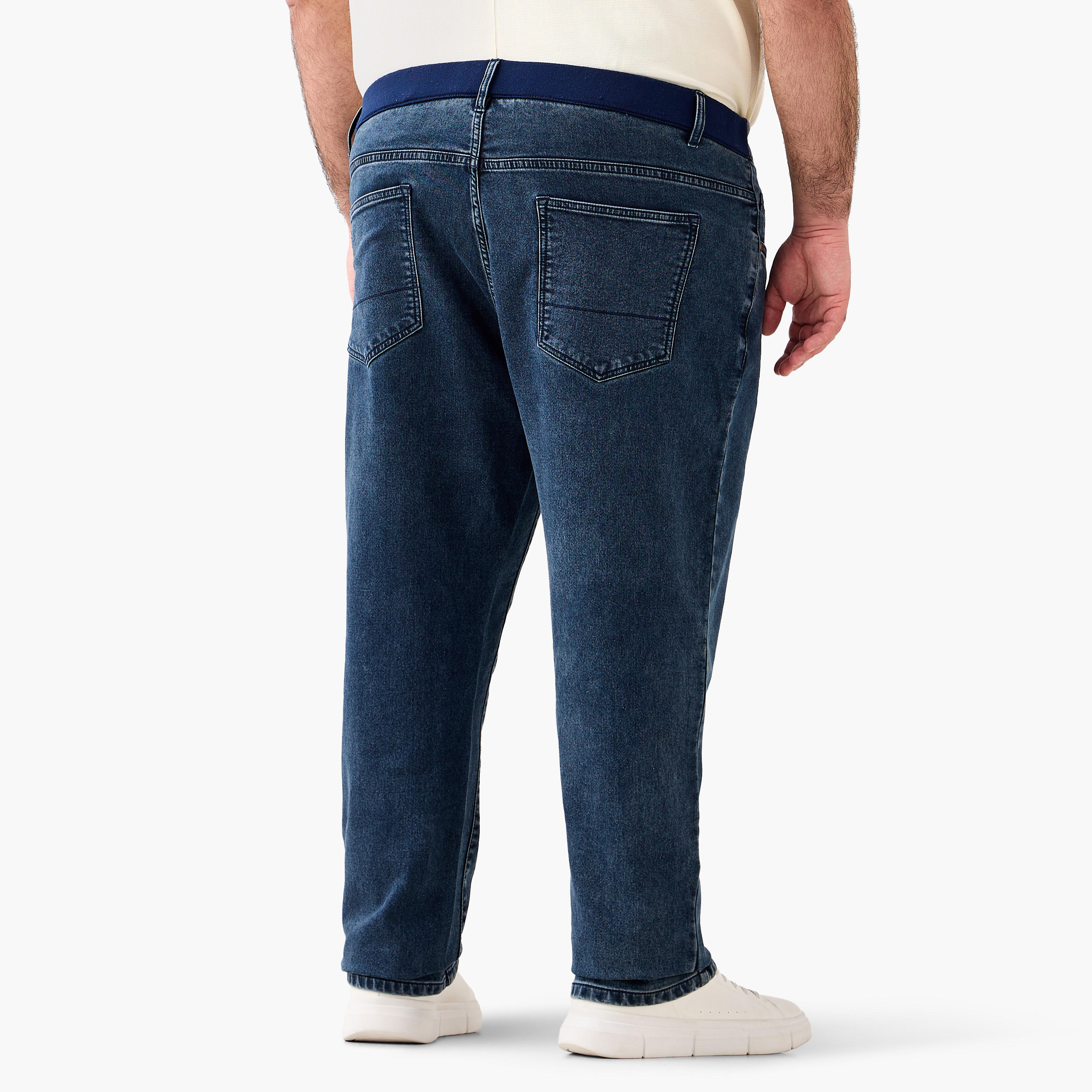 Men Relaxed Fit Flexi Waist Drawstring Closure Jeans-men-clothing-bottoms-jeans-image-4