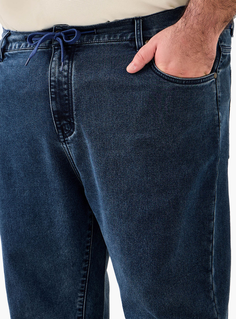 Men Relaxed Fit Flexi Waist Drawstring Closure Jeans-men-clothing-bottoms-jeans-image-5