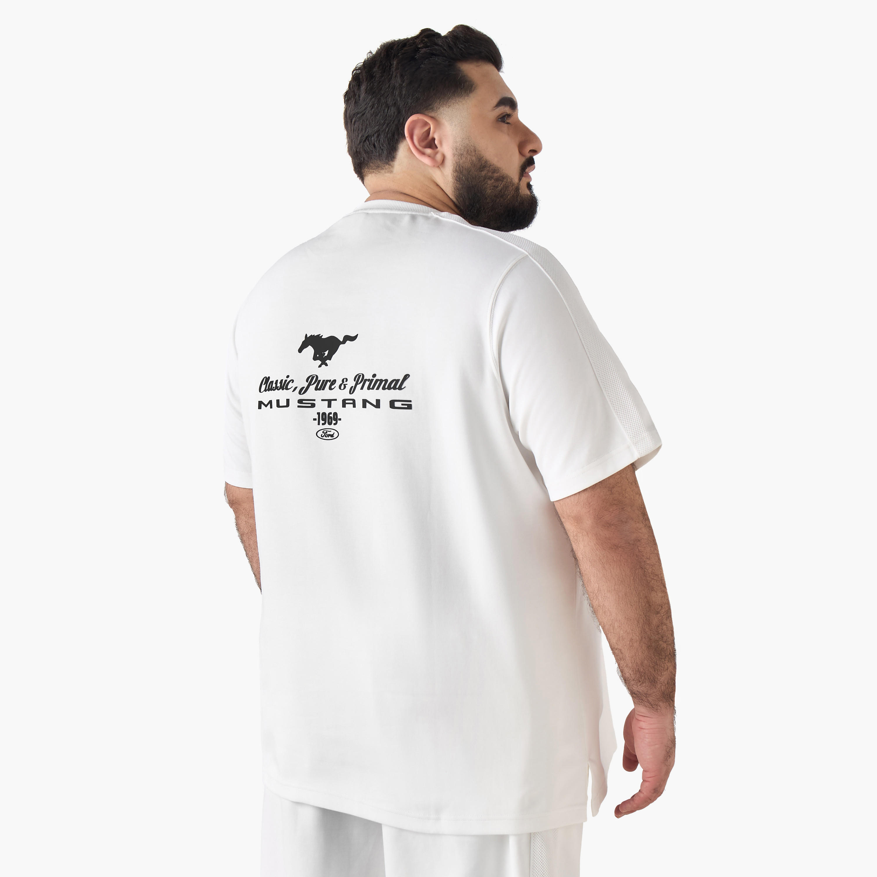 Men Regular Fit Round Neck Short Sleeve Mustang Ford Print T-shirt-men-clothing-coordsets-image-4