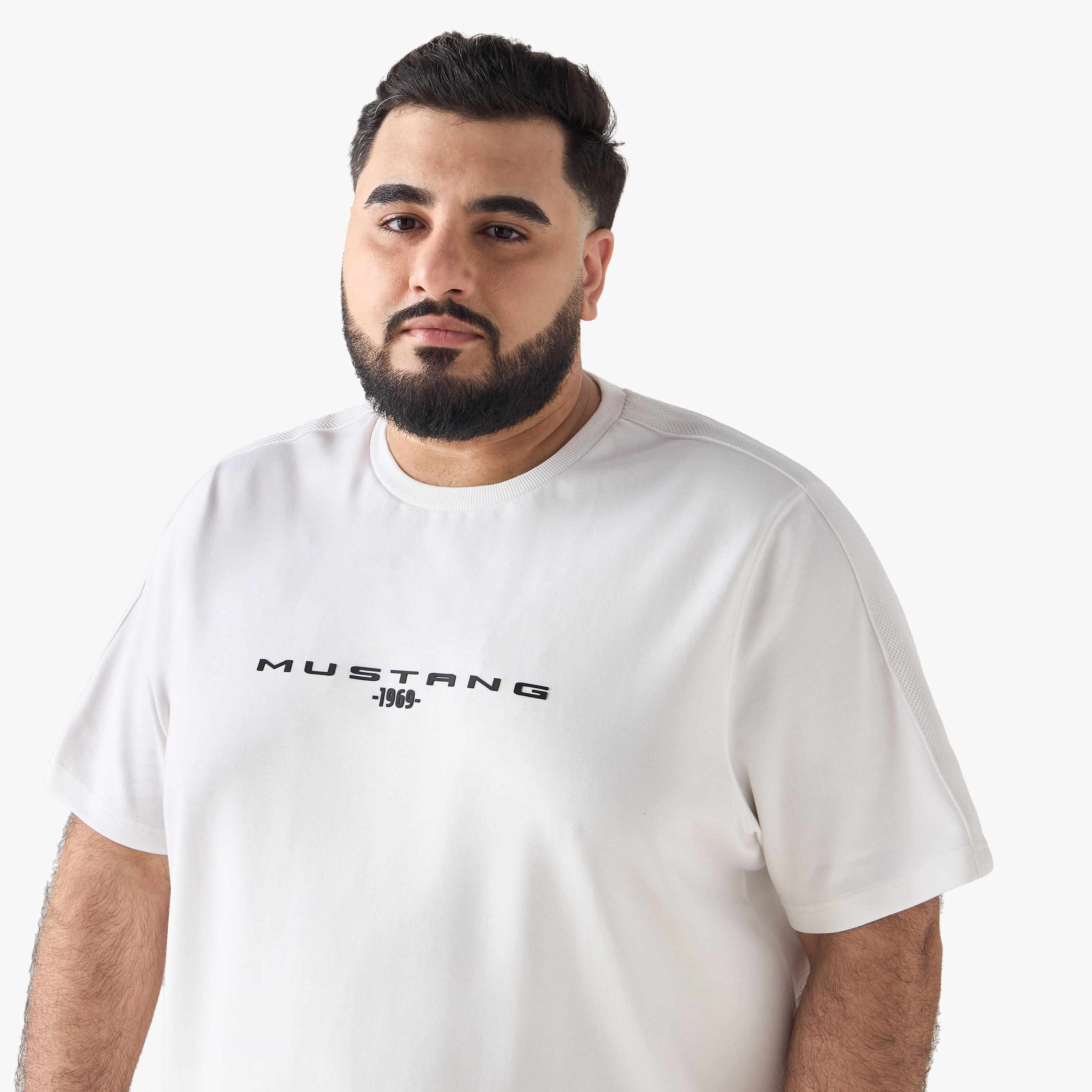 Men Regular Fit Round Neck Short Sleeve Mustang Ford Print T-shirt-men-clothing-coordsets-image-5