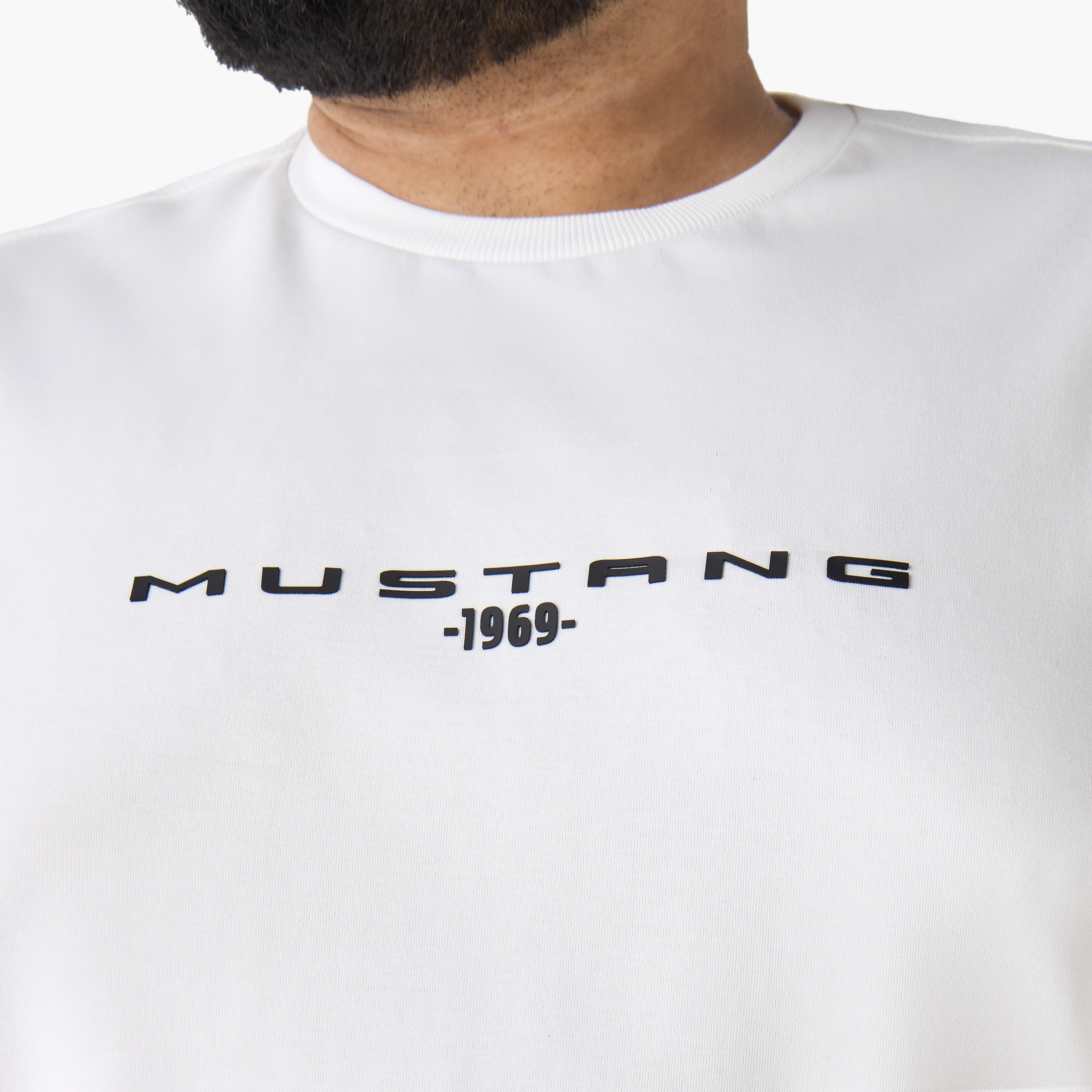 Men Regular Fit Round Neck Short Sleeve Mustang Ford Print T-shirt-men-clothing-coordsets-image-6