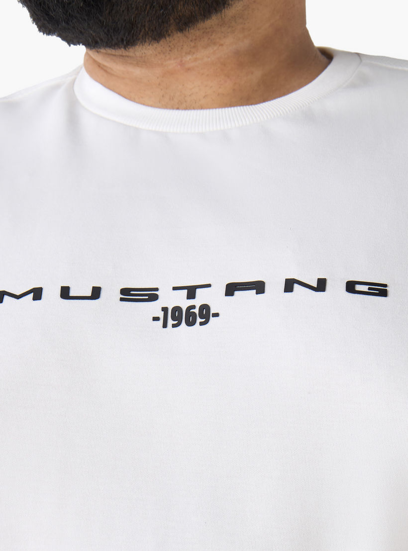 Men Regular Fit Round Neck Short Sleeve Mustang Ford Print T-shirt-men-clothing-coordsets-image-6