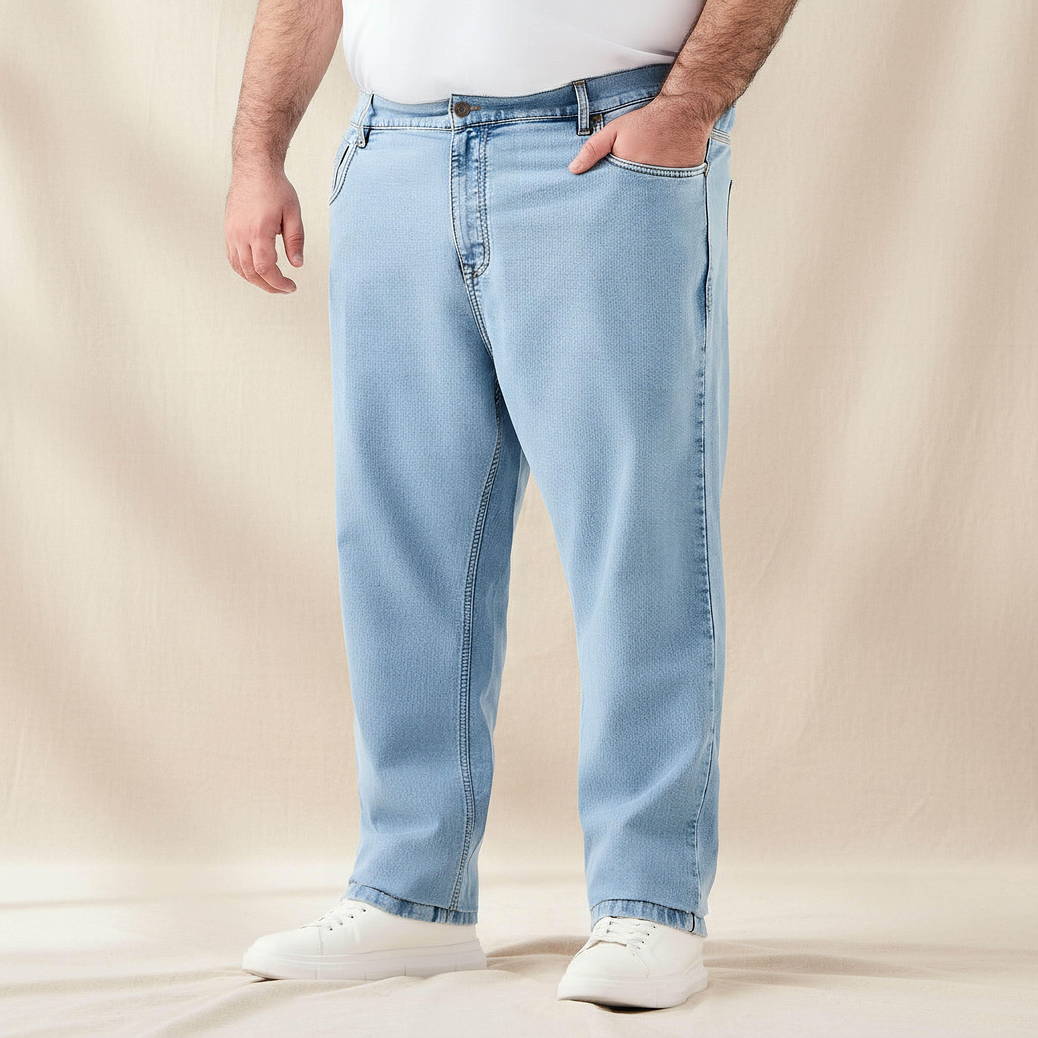 بنطلون جينز مطاطي بقصة مريحة للرجال-men-clothing-bottoms-jeans-image-6