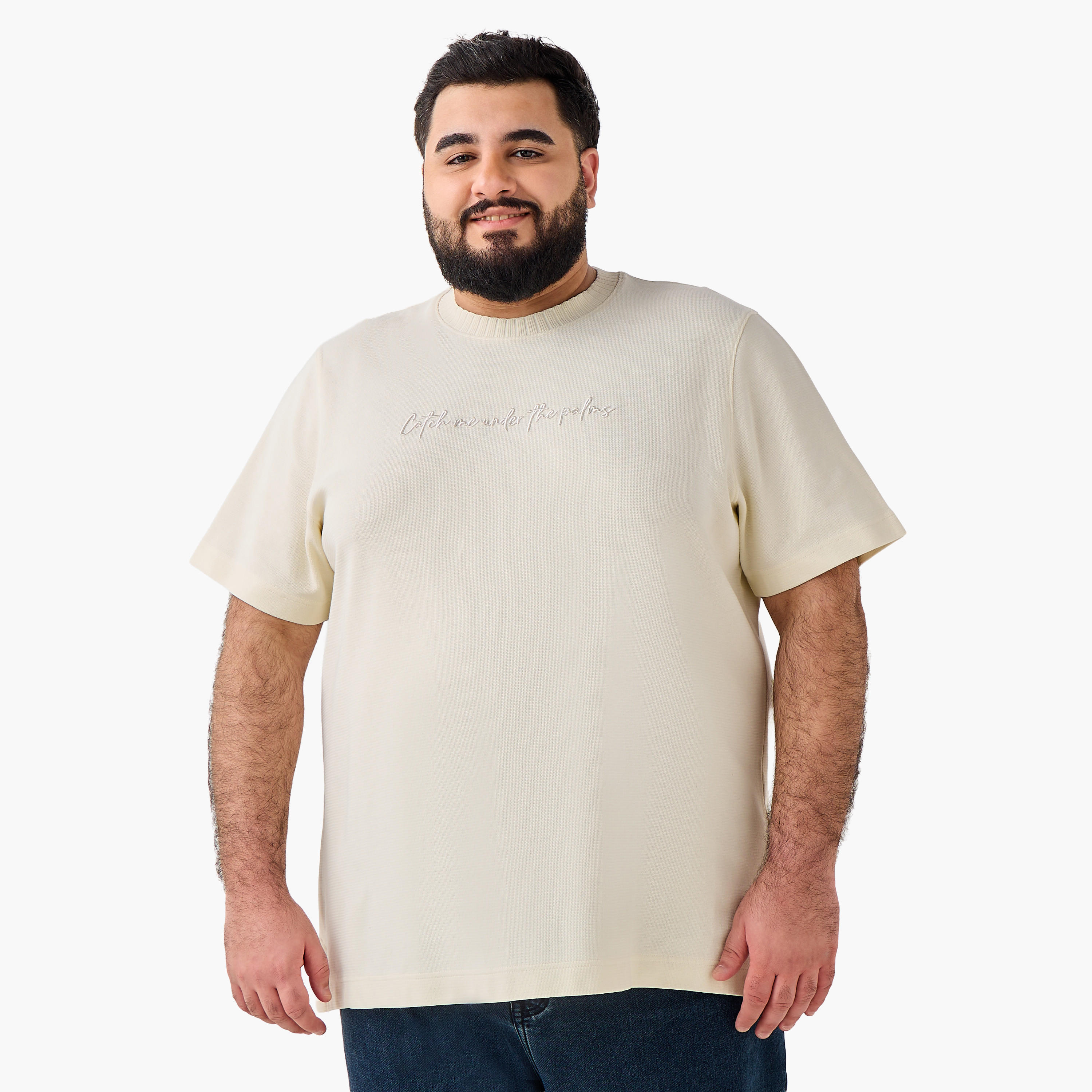 تيشيرت رجالي منقوش بياقة ضيقة وأكمام قصيرة-men-clothing-tshirtsandpolos-tshirts-image-5