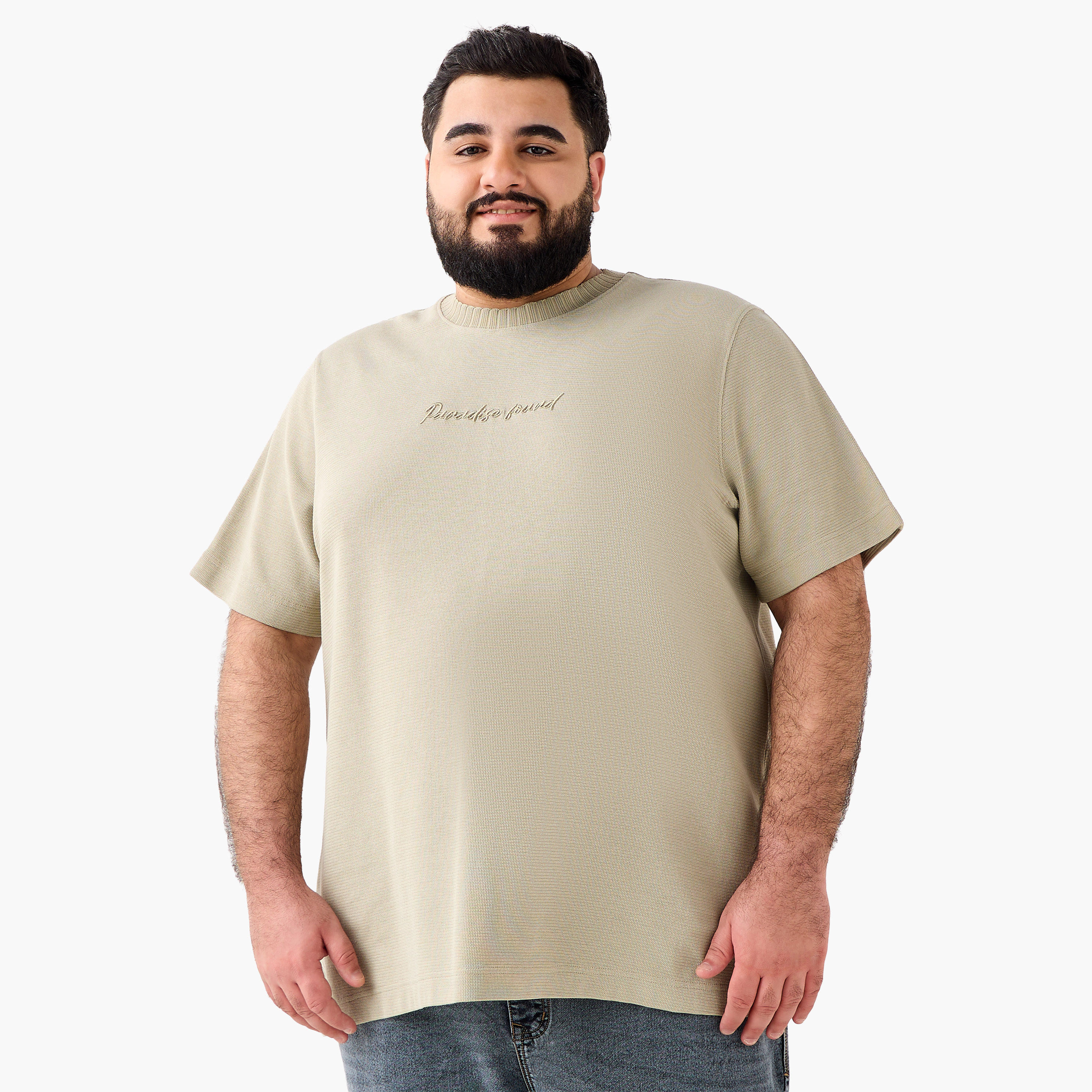 Men Regular Fit Crew Neck Short Sleeves Slogan Embroidered T-shirt-men-clothing-tshirtsandpolos-tshirts-image-2