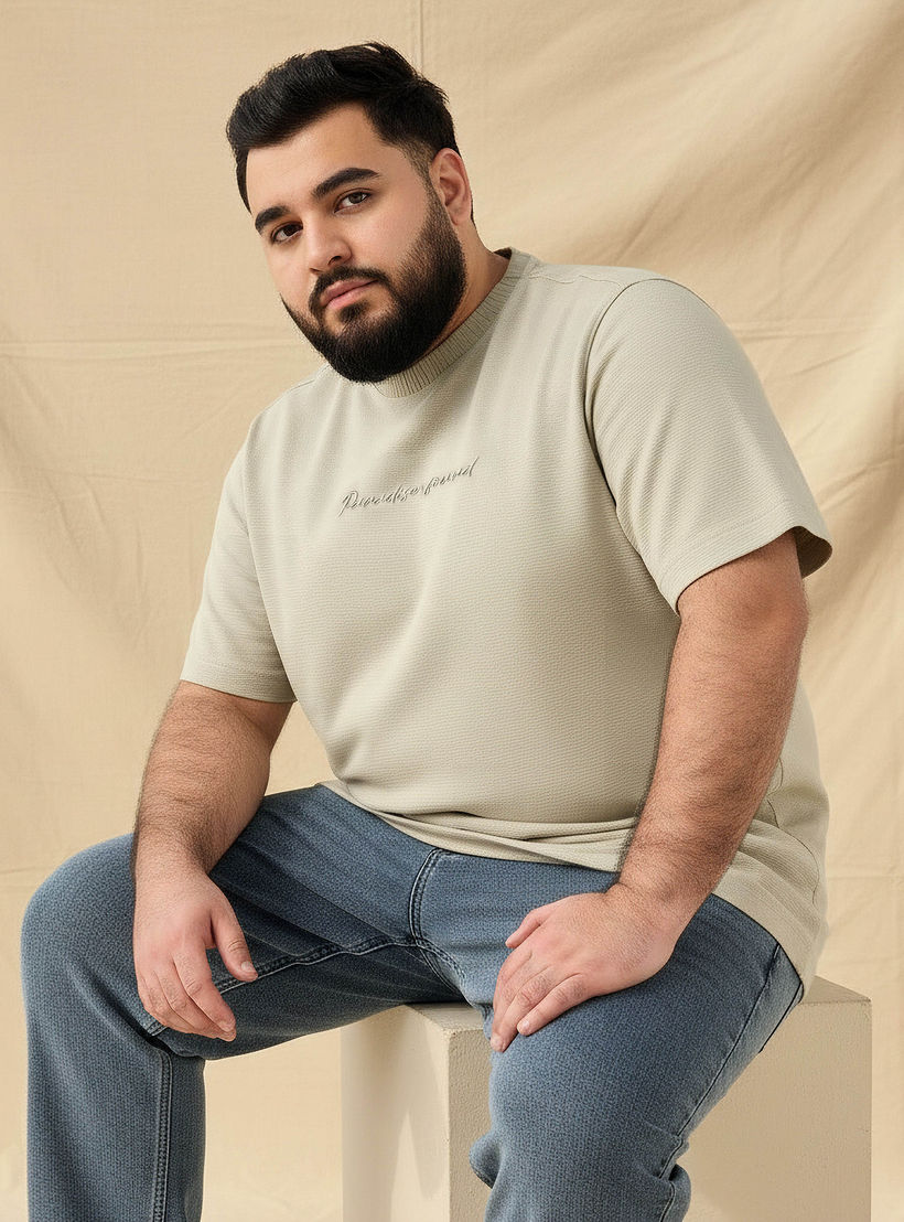 Men Regular Fit Crew Neck Short Sleeves Slogan Embroidered T-shirt-men-clothing-tshirtsandpolos-tshirts-image-1