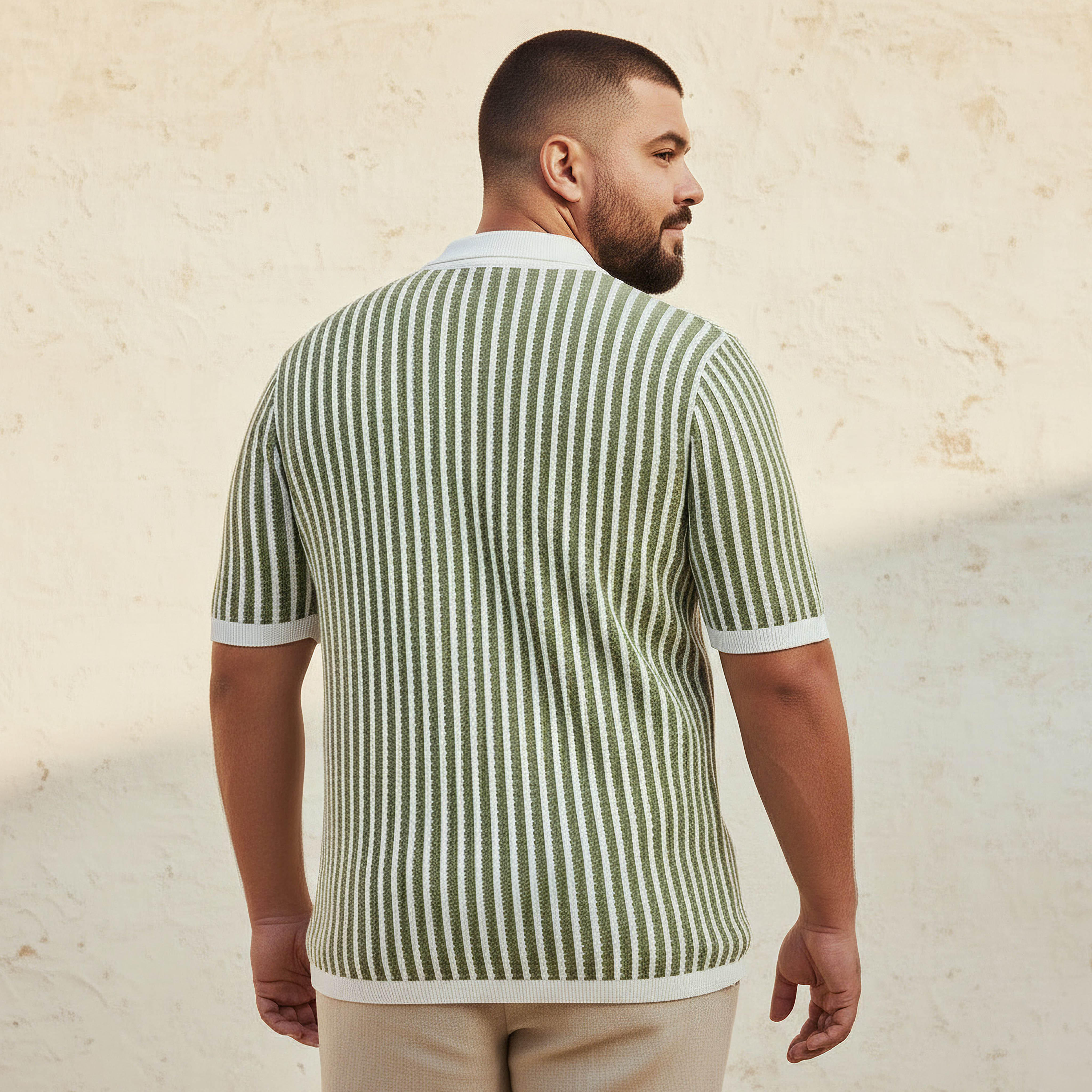 تيشيرت بولو رجالي مخطط بأكمام قصيرة وياقة جوني-men-clothing-tshirtsandpolos-polos-image-4
