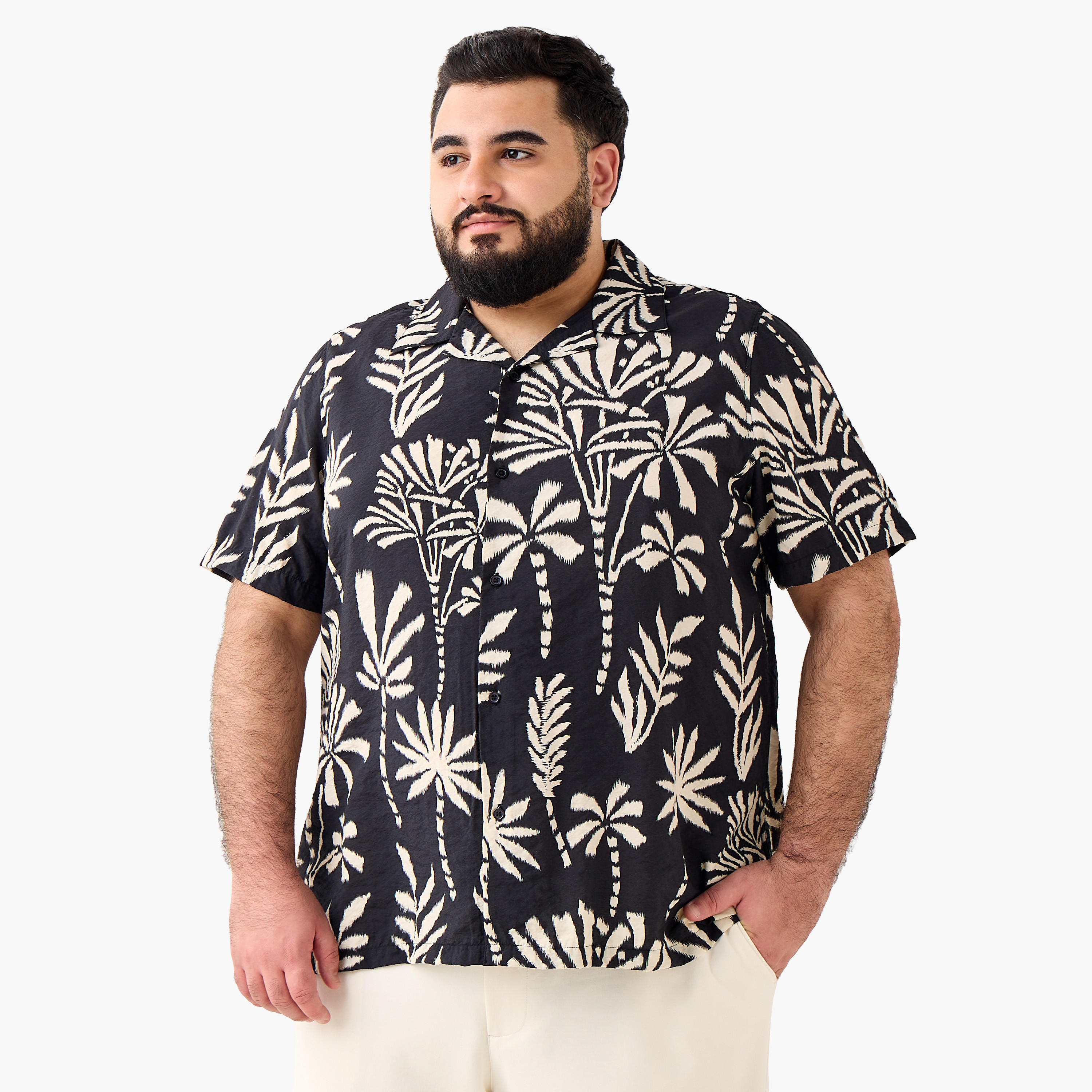 Men Camp Collar Printed Short Sleeve Shirt-men-clothing-shirts-image-3