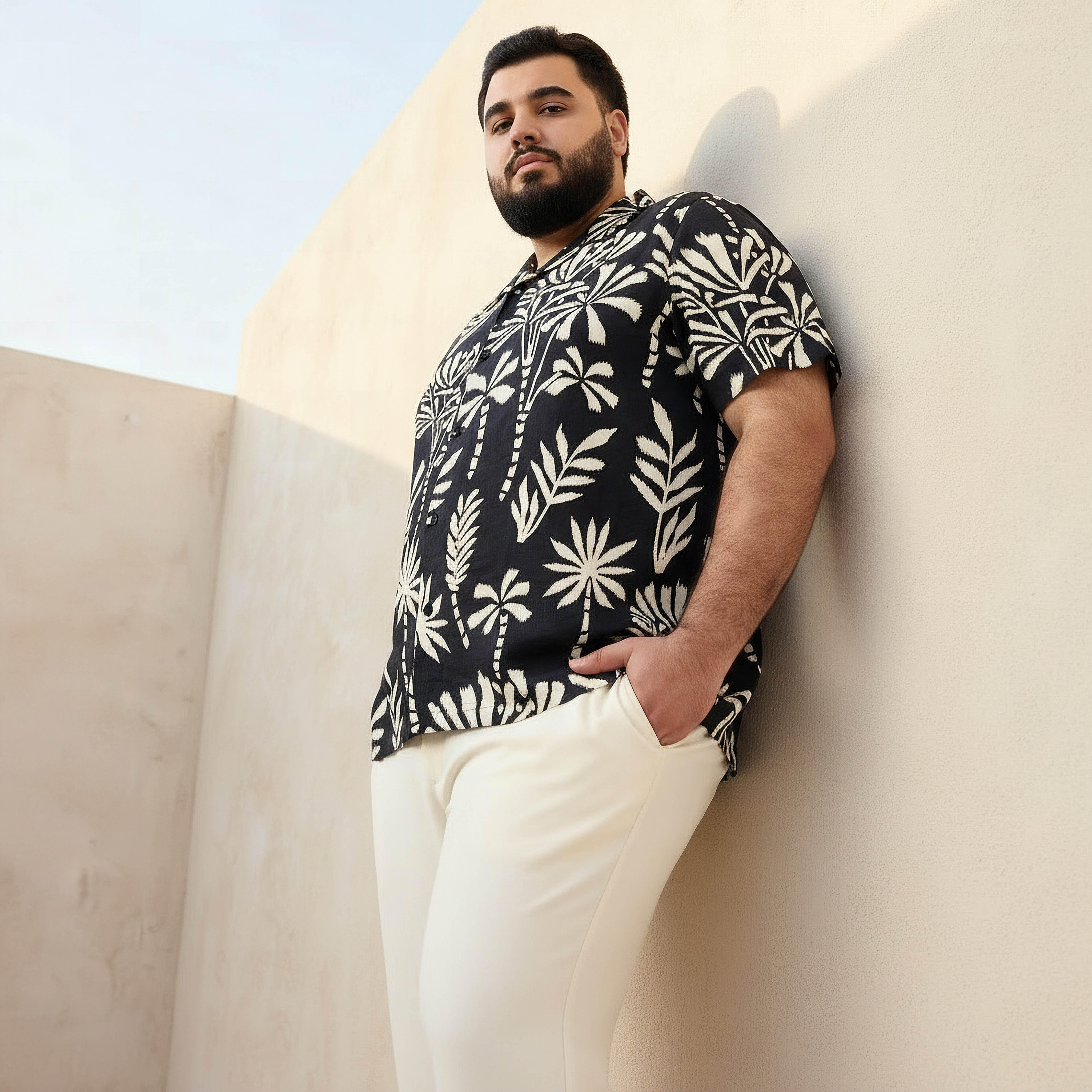 Men Camp Collar Printed Short Sleeve Shirt-men-clothing-shirts-image-1