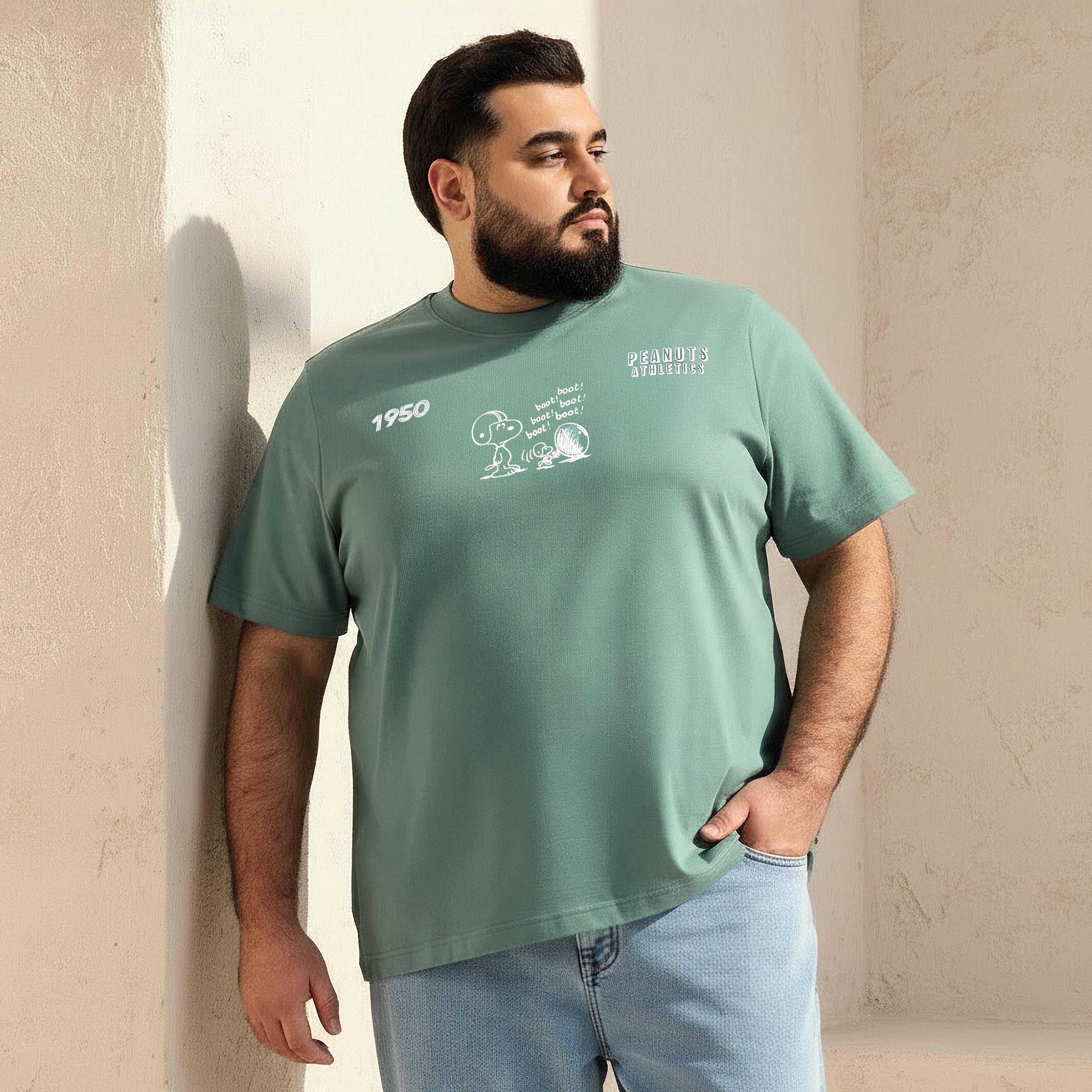 تيشيرت رجالي بقصة عادية وطبعات بيناتس وياقة ضيقة وأكمام قصيرة-men-clothing-tshirtsandpolos-tshirts-image-1