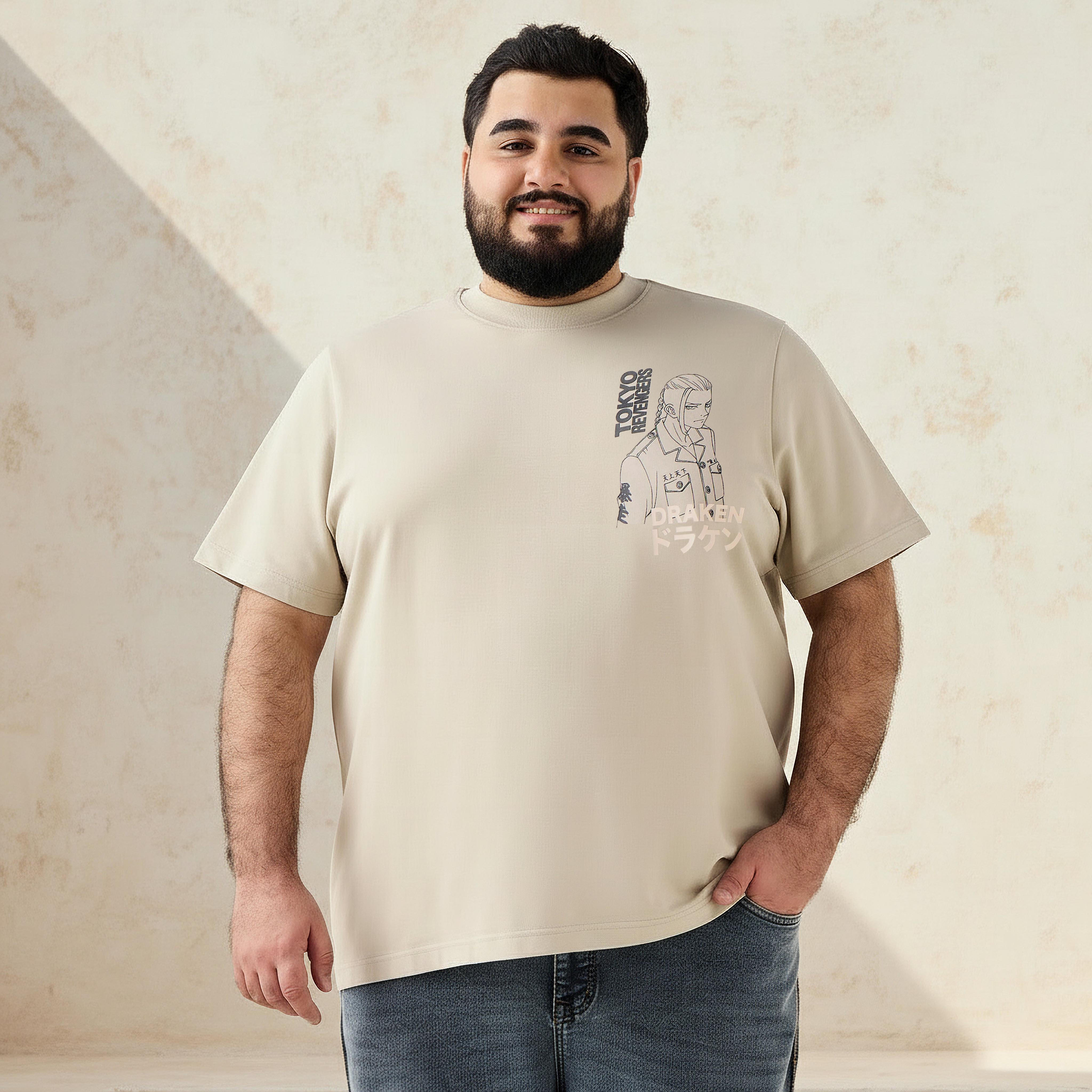 تيشيرت رجالي بطبعات أنمي وقصة عادية وياقة ضيقة وأكمام قصيرة-men-clothing-tshirtsandpolos-tshirts-image-2