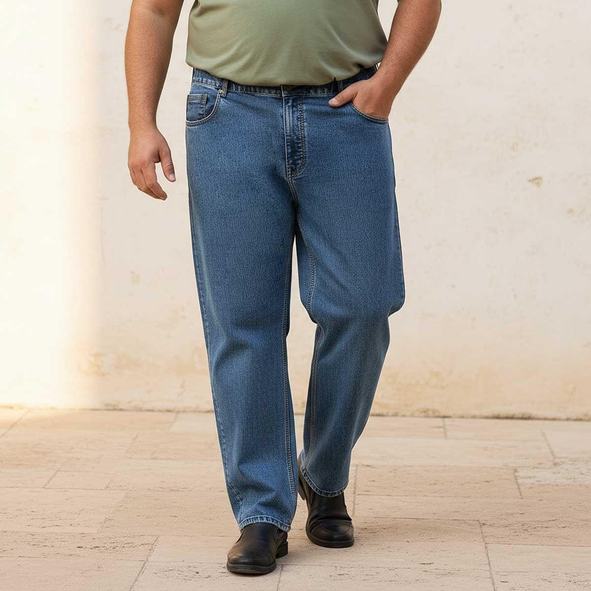 بنطلون جينز بخصر مرن وقصة عادية من سبلاش ماكسيم بلس-men-clothing-jeans-image-1