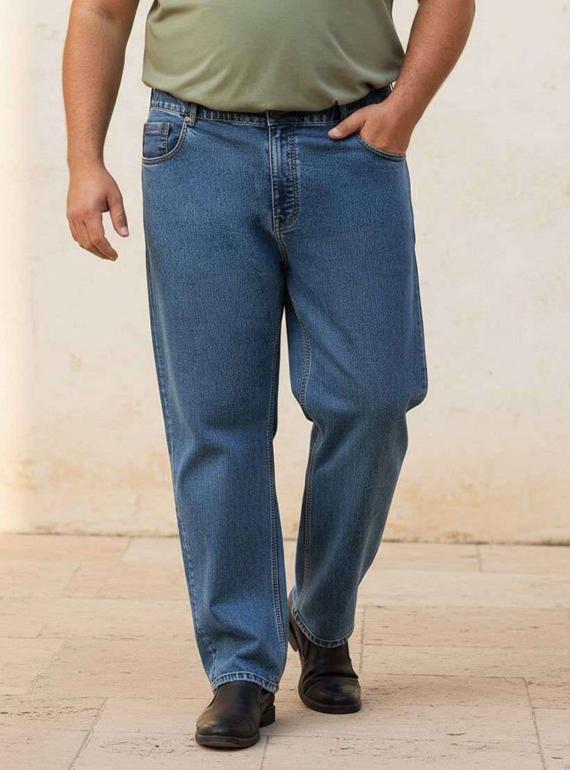 بنطلون جينز بخصر مرن وقصة عادية من سبلاش ماكسيم بلس-men-clothing-jeans-image-1