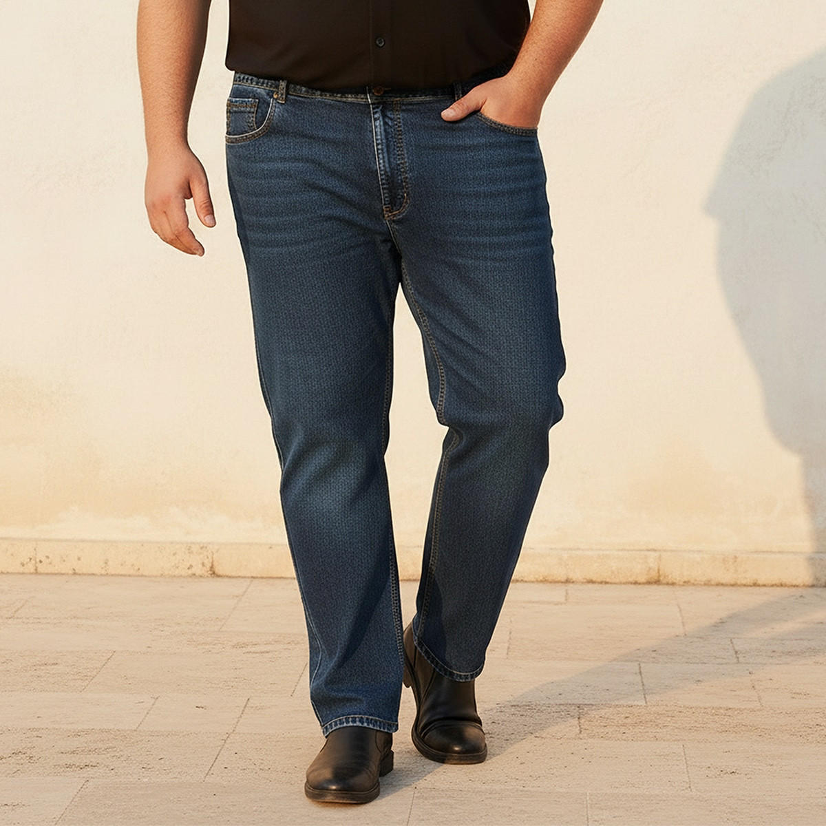 بنطلون جينز مقاس كبير بقصة عادية وخصر مرن من سبلاش ماكسيم-men-clothing-bottoms-joggers-image-1