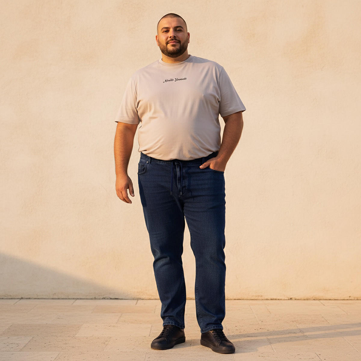بنطلون جينز بقصّة عادية ورباط خصر مرن للرجال-men-clothing-jeans-image-3