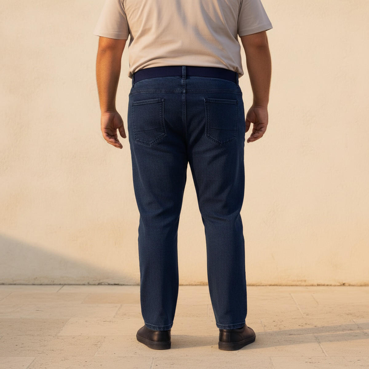 بنطلون جينز بقصّة عادية ورباط خصر مرن للرجال-men-clothing-jeans-image-4