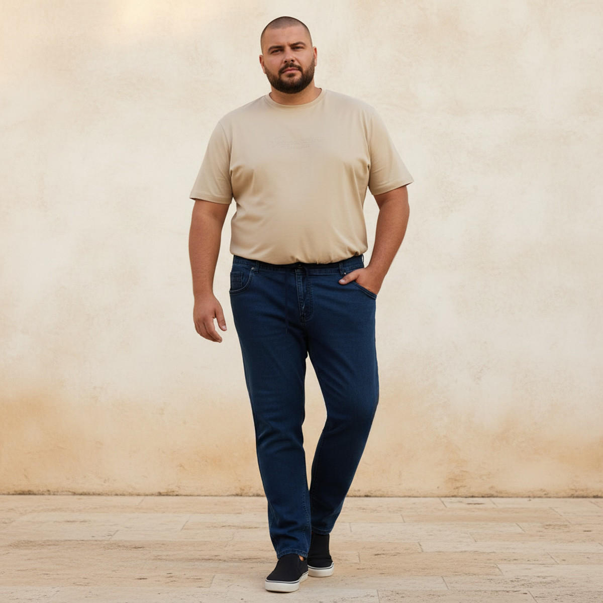 Men Regular Fit Flexi Waist Drawstring Detail Jeans-men-clothing-bottoms-jeans-image-4