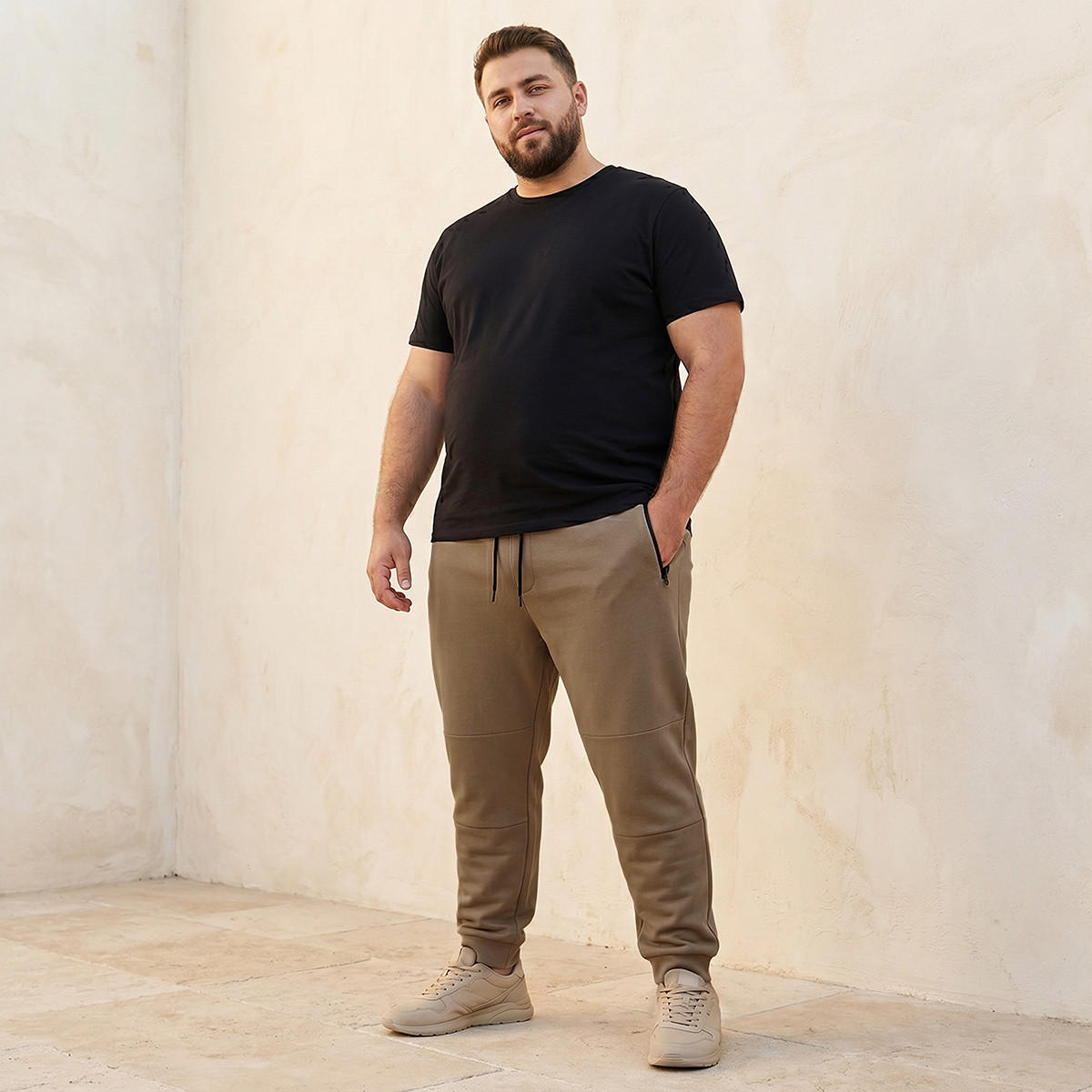 بنطلون رياضي بقصّة مريحة ورباط إغلاق وتفاصيل مقصوصة ومخيطة للرجال-men-clothing-bottoms-joggers-image-3