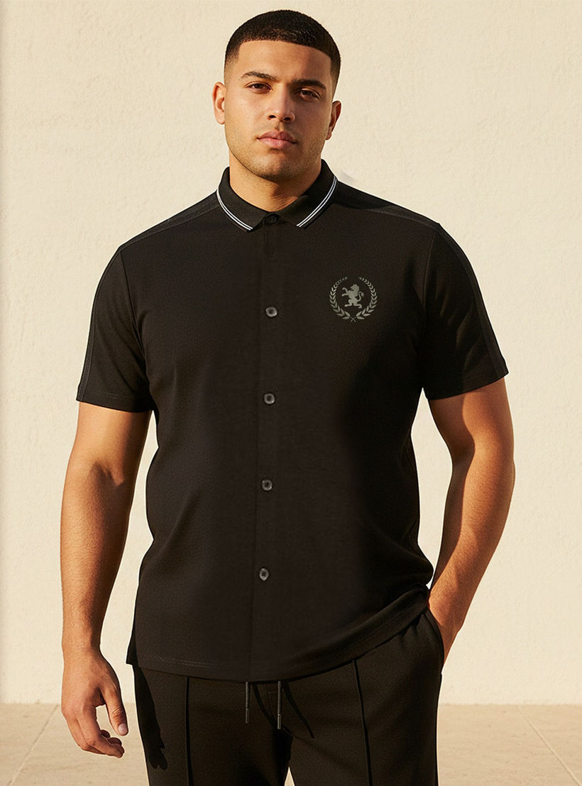 Splash Maxim Plus Regular Fit Collared Panelled Polo Shirt-men-clothing-shirts-image-1
