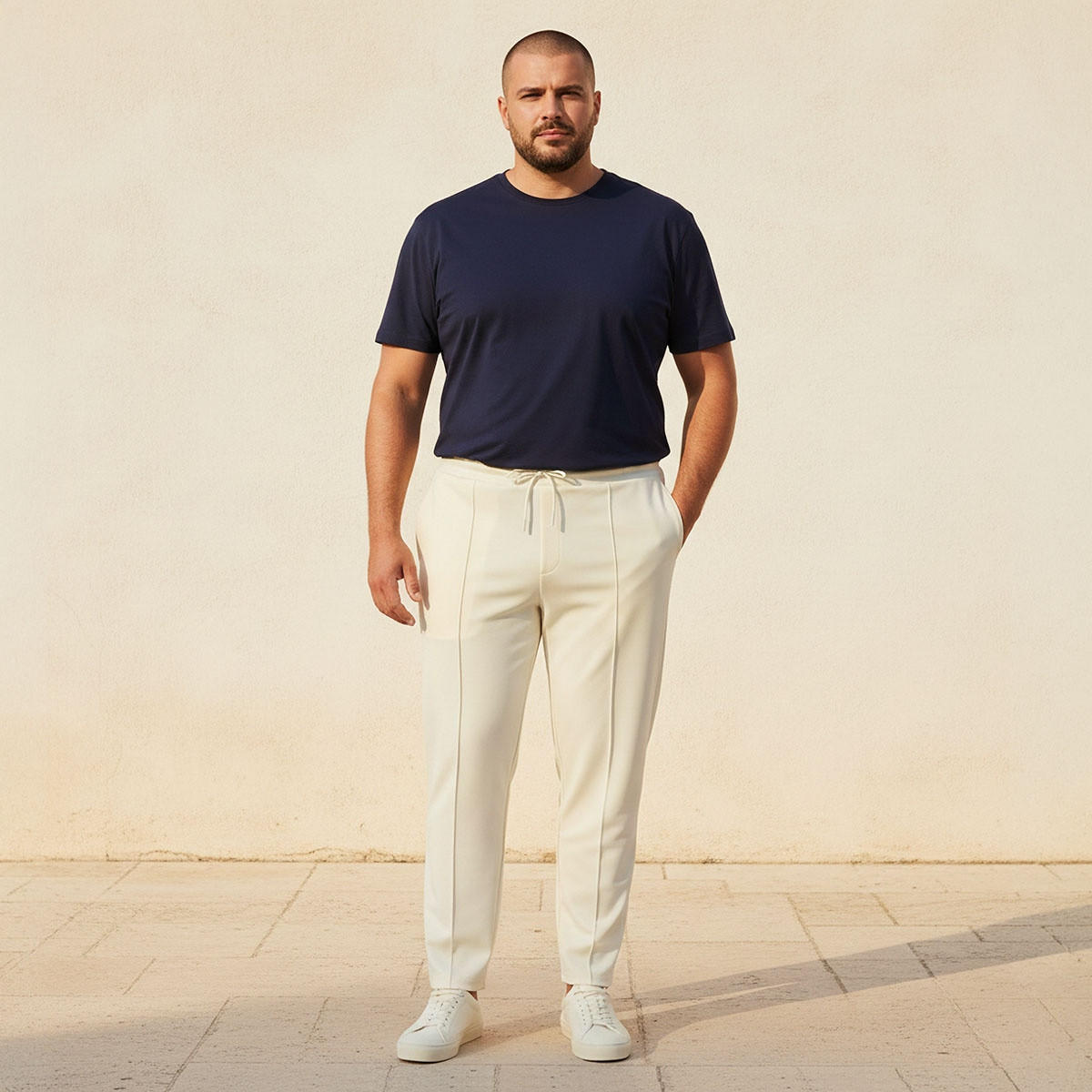 Men Regular Fit Pants with Drawstring Closure-men-clothing-bottoms-trousersandchinos-trousers-image-3
