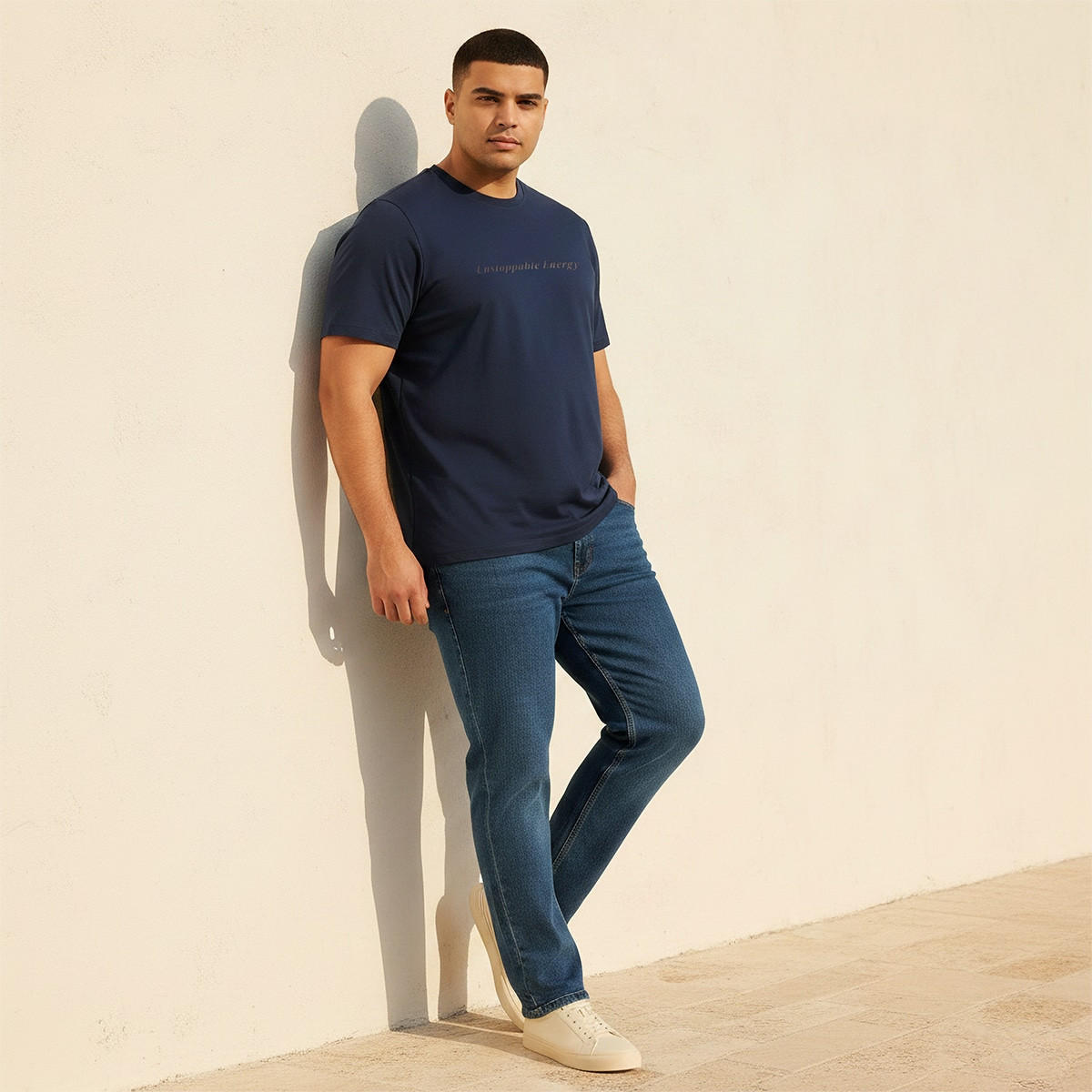 تيشيرت بياقة دائرية وأكمام قصيرة بطبعة عبارة من سبلاش ماكسيم بلس-men-clothing-tshirtsandpolos-tshirts-image-2