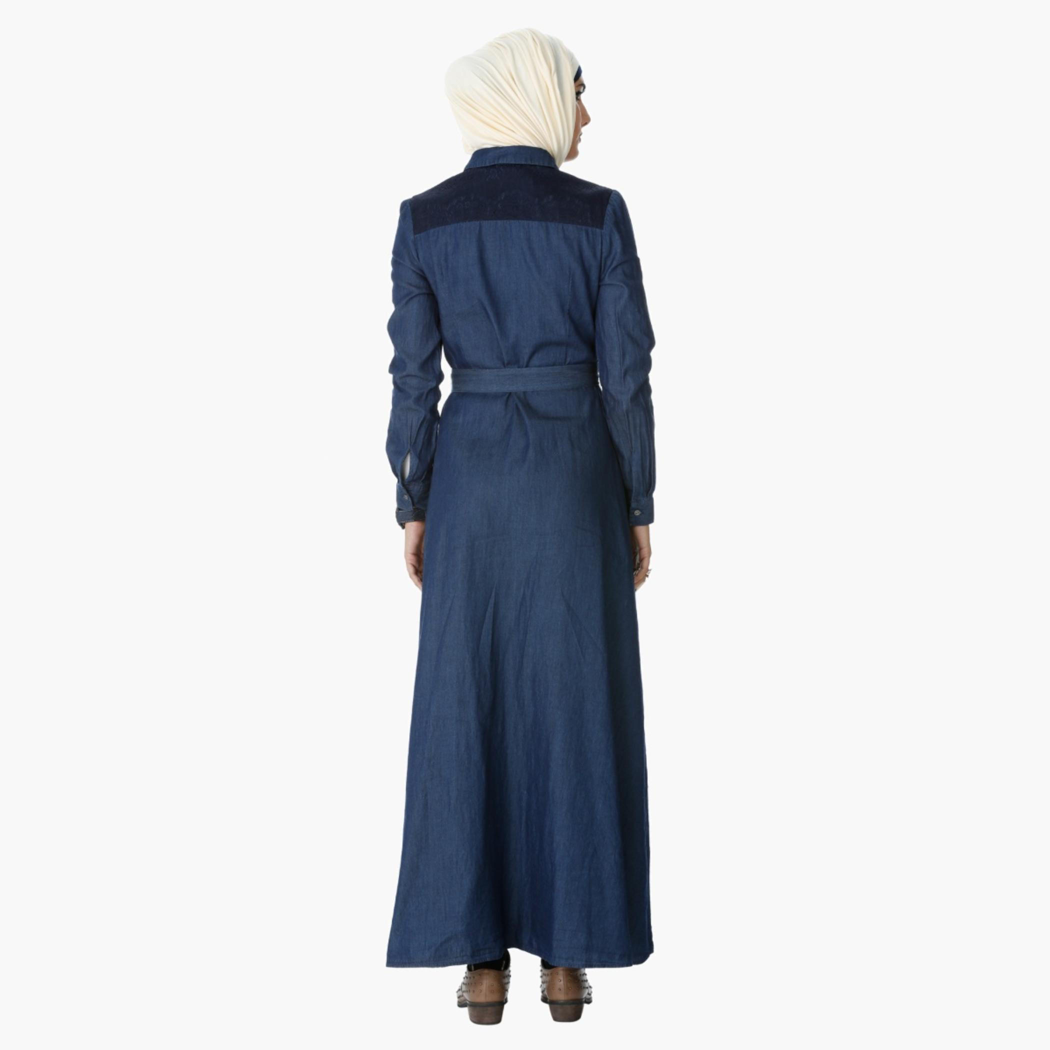 Denim Maxi Shirt Dress with Long Sleeves-women-clothing-dresses-image-2