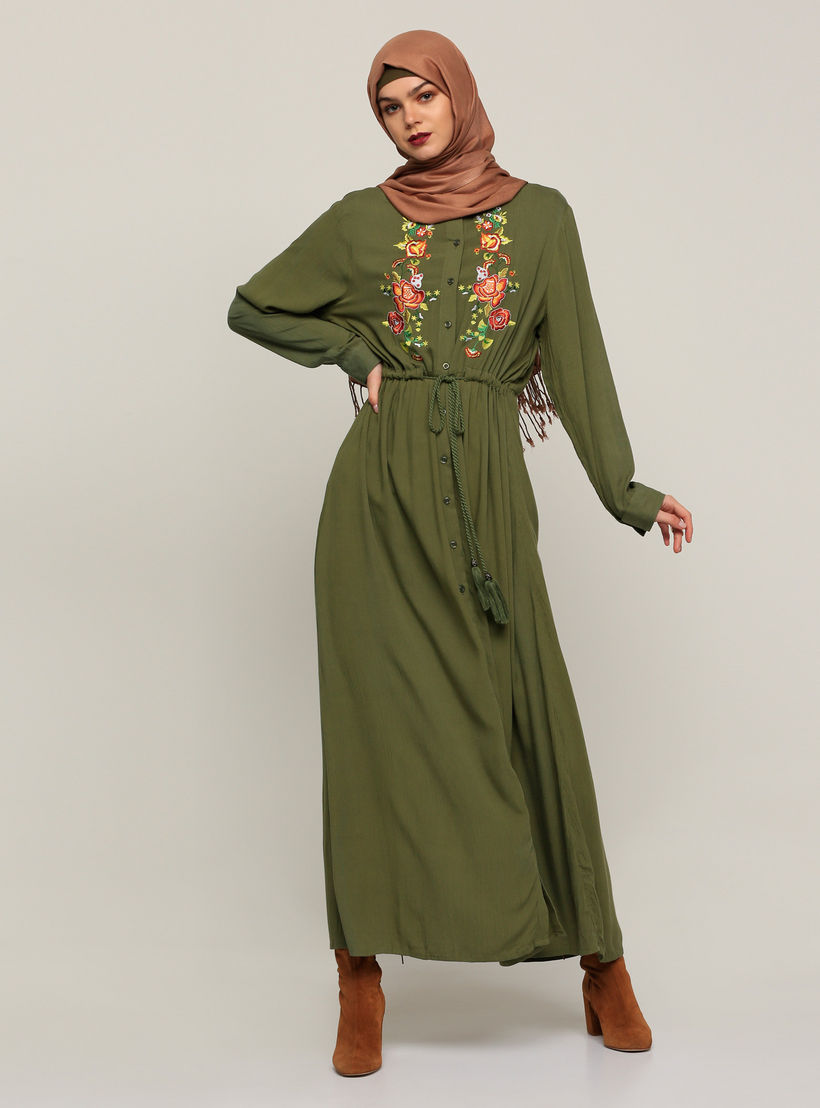 فستان قميص طويل مطرّز بأكمام طويلة-women-clothing-dresses-image-1