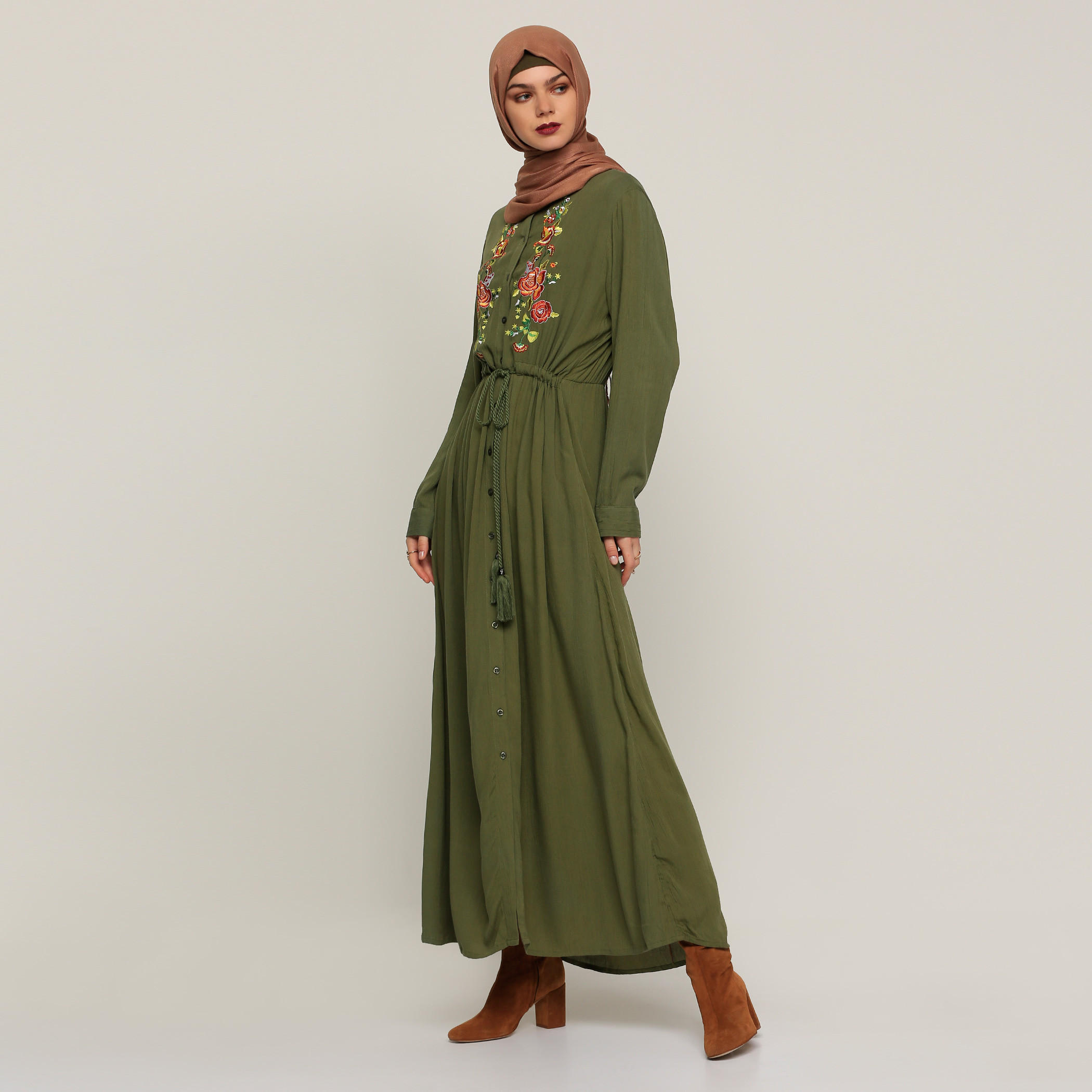 فستان قميص طويل مطرّز بأكمام طويلة-women-clothing-dresses-image-3