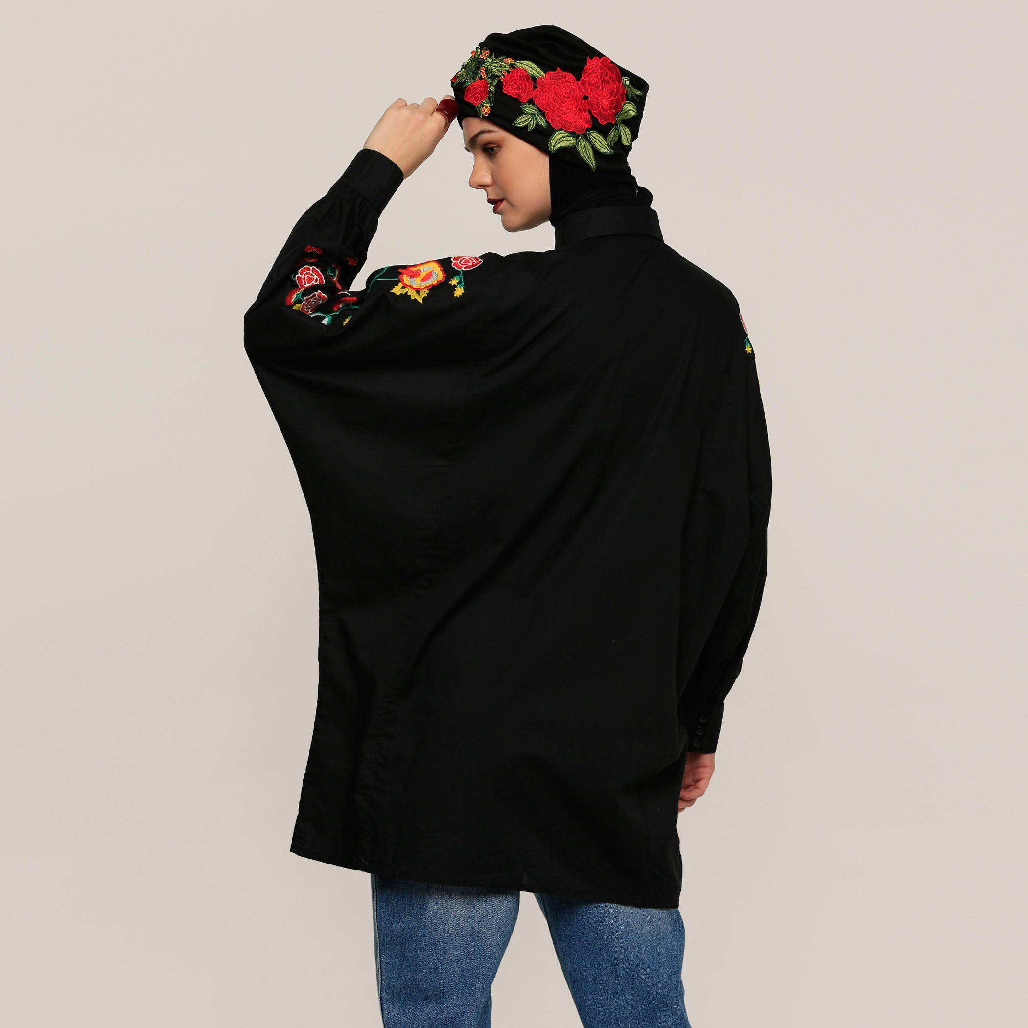 Embroidered Oversized Shirt with Long Sleeves-women-clothing-shirtsandblouses-shirts-image-2