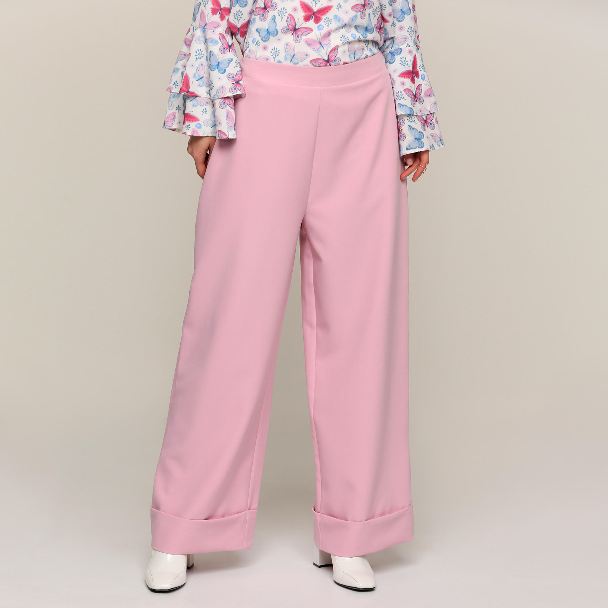 بنطال بالازو طويل بخصر مطّاطي-women-clothing-bottoms-trousers-image-1