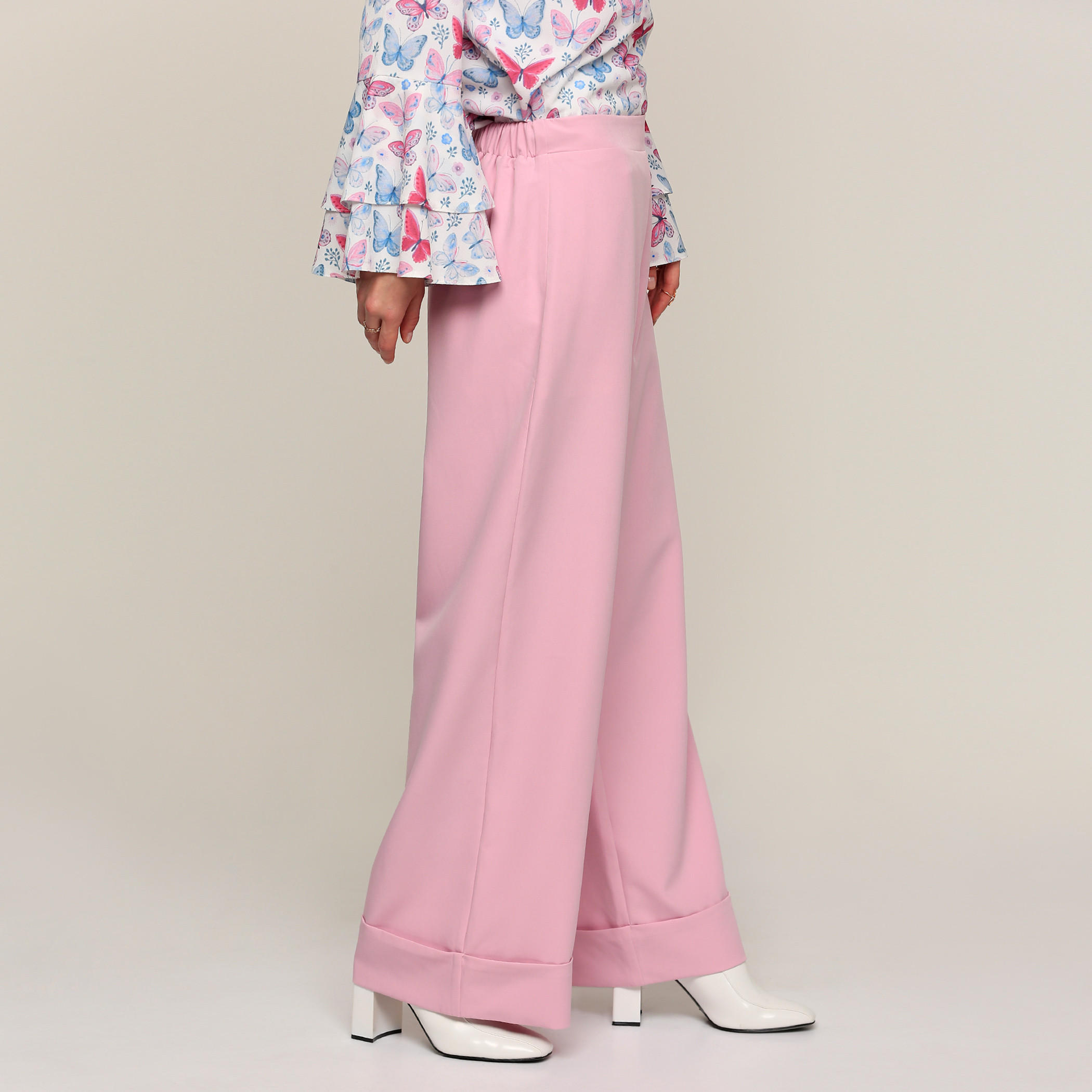 بنطال بالازو طويل بخصر مطّاطي-women-clothing-bottoms-trousers-image-3