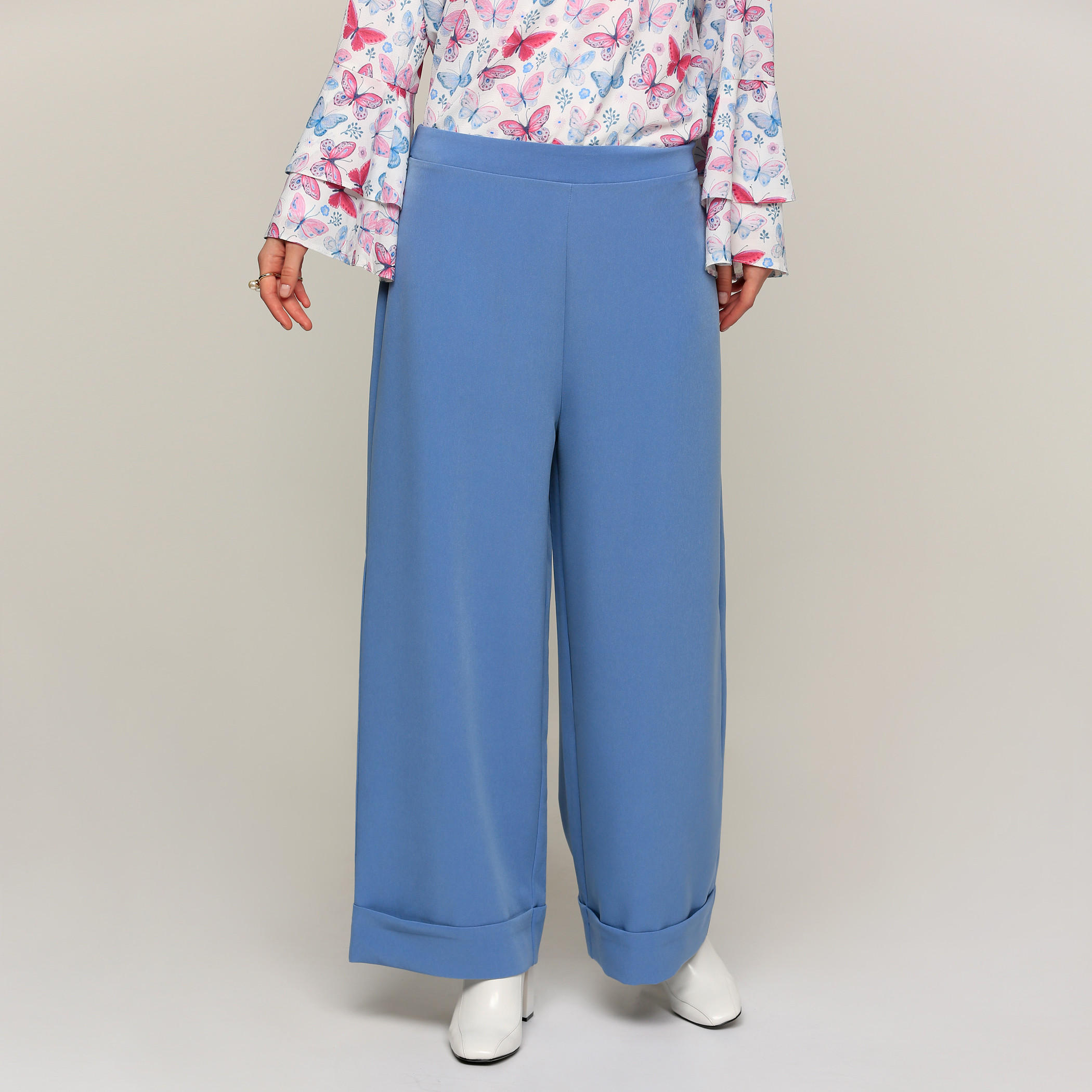 بنطال بالازو طويل بخصر مطّاطي-women-clothing-bottoms-trousers-image-1