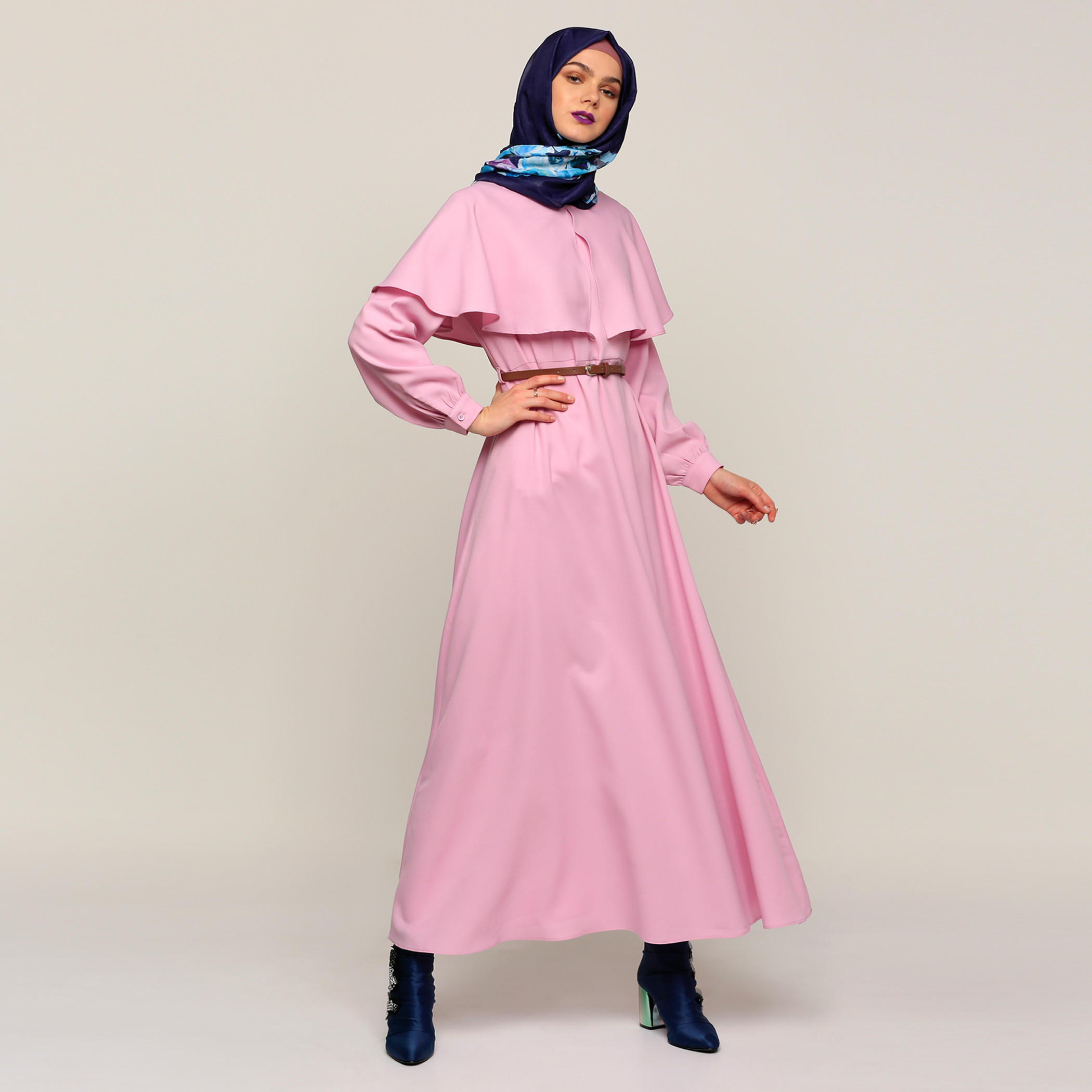 فستان ماكسي بكشكش وأكمام طويلة-women-clothing-dresses-image-1