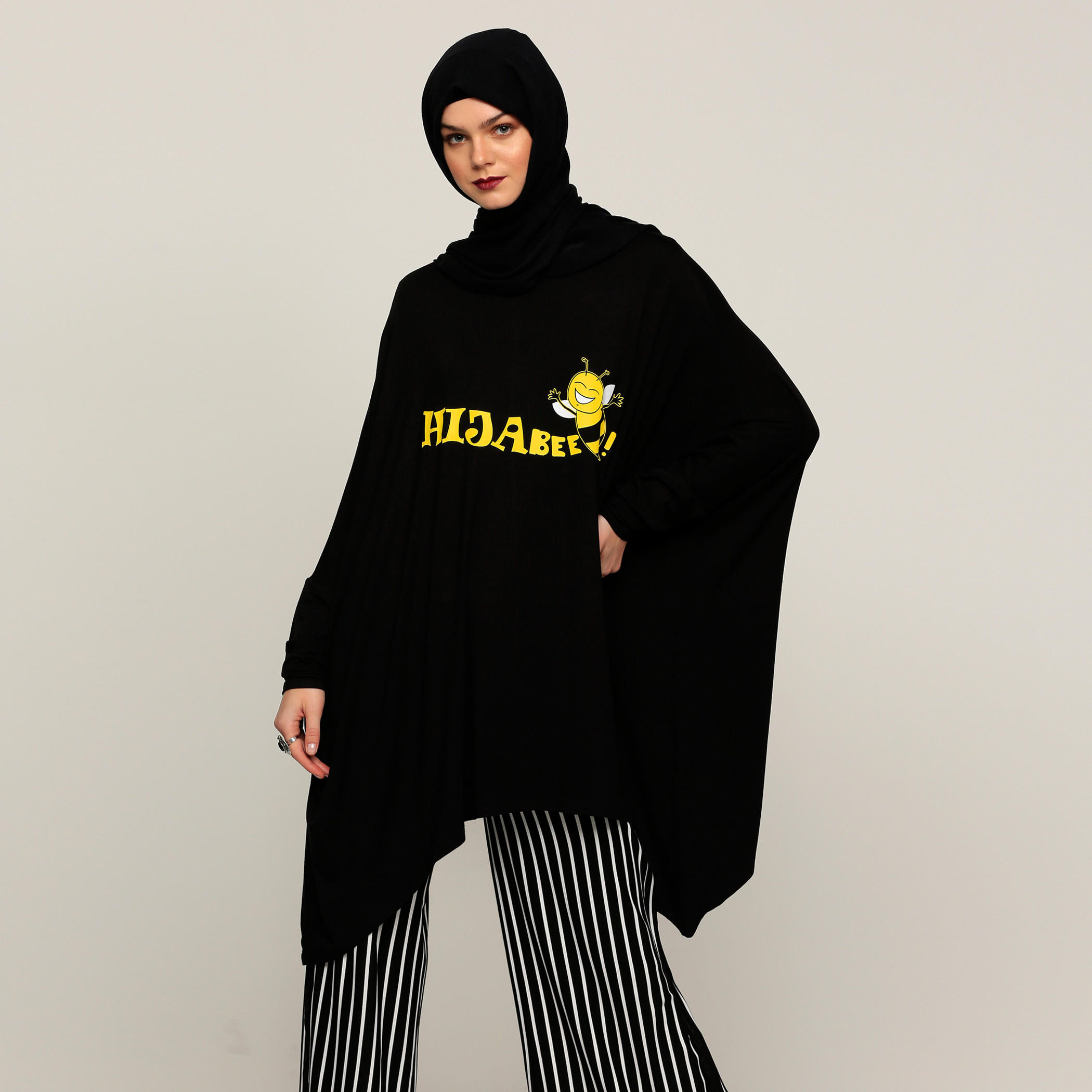 Printed Oversized Top with Round Neck and Long Sleeves-women-clothing-shirtsandblouses-blouses-image-1