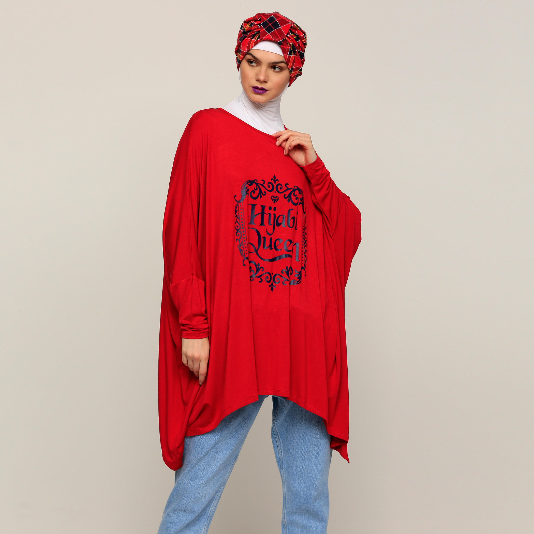 بلوزة بطبعات وياقة مستديرة وأكمام طويلة-women-clothing-shirtsandblouses-blouses-image-1