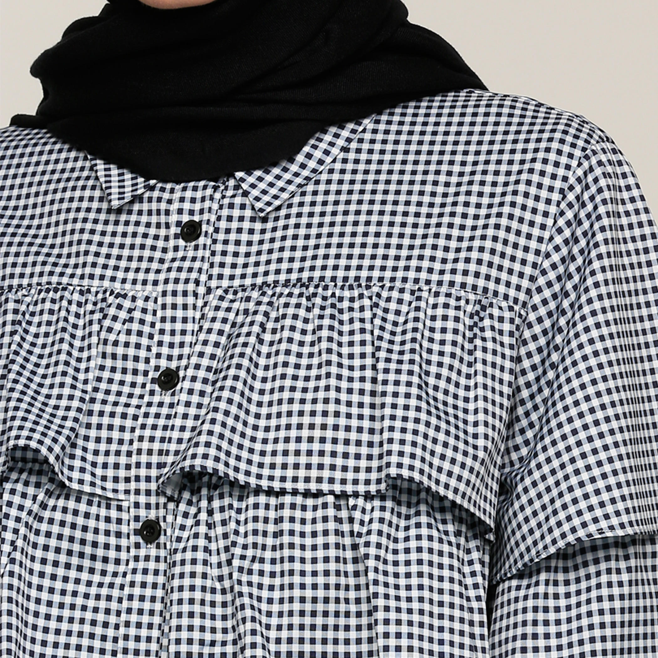 قميص طويل كاروهات بأكمام بطبقات وأزرار-women-clothing-shirtsandblouses-shirts-image-4