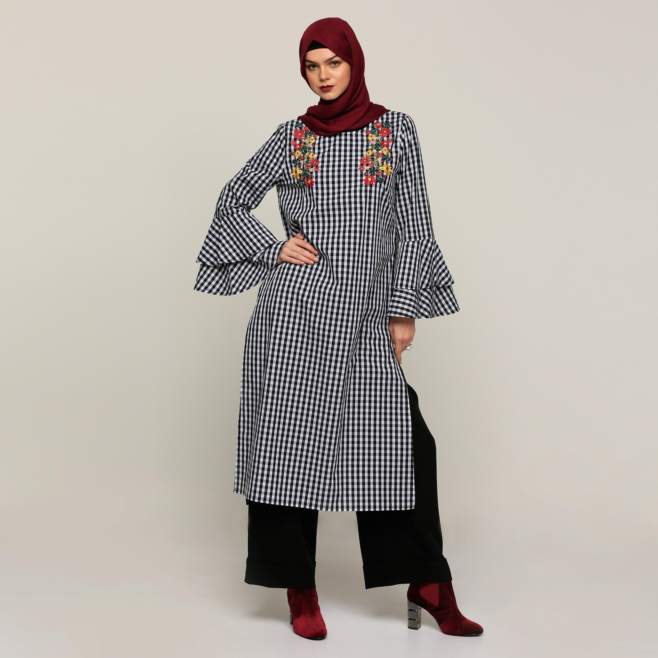 تونيك كاروهات بأكمام طويلة-women-clothing-shirtsandblouses-blouses-image-5