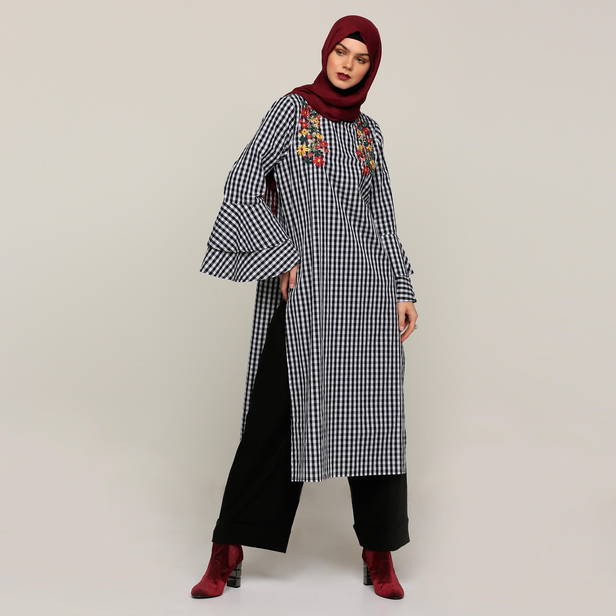 تونيك كاروهات بأكمام طويلة-women-clothing-shirtsandblouses-blouses-image-1