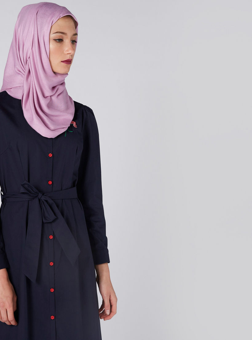 عباية مطرزة بأكمام طويلة وأربطة-women-arabicclothing-abayas-image-1