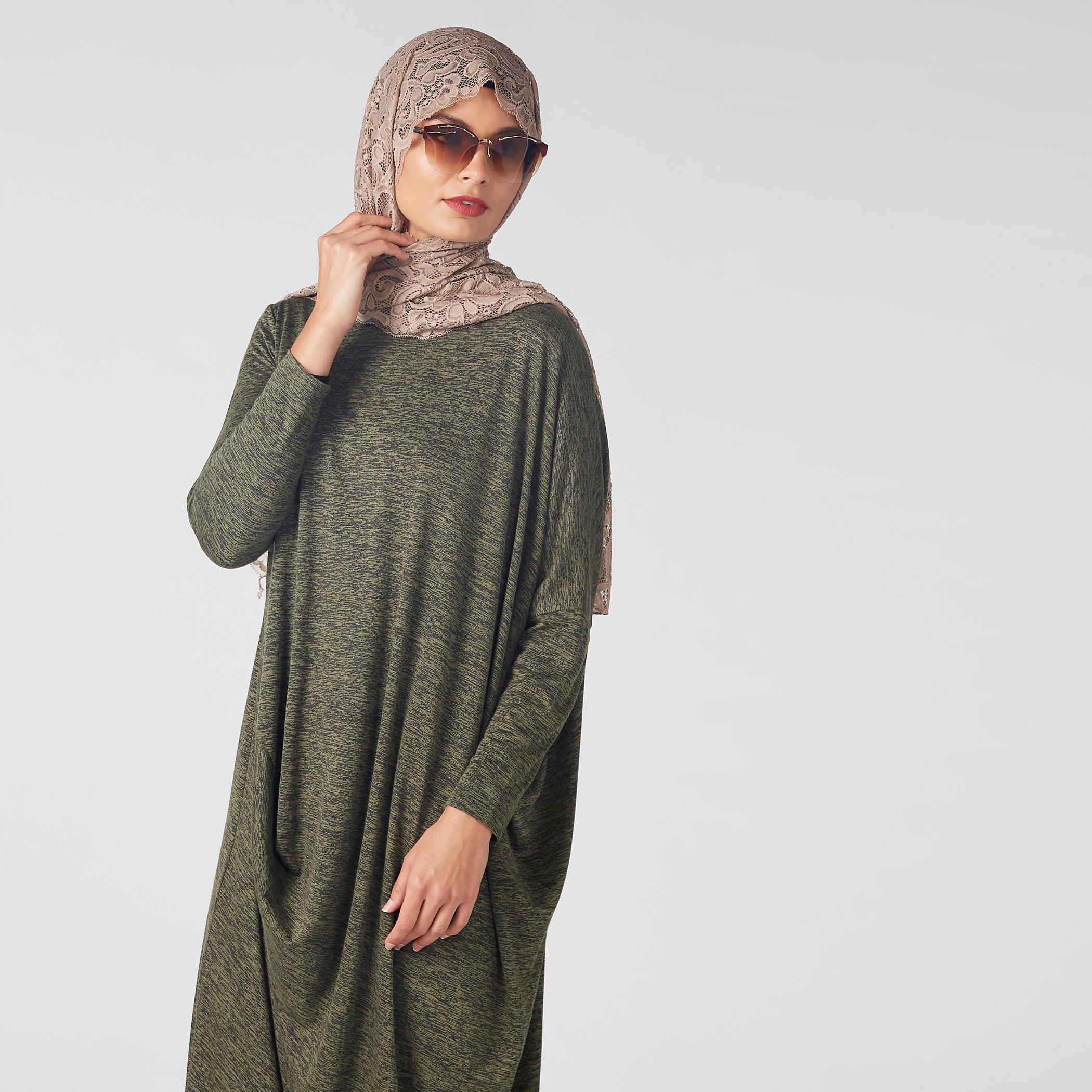 فستان إيه لاين طويل بارز الملمس بأكمام طويلة-women-clothing-dresses-image-2