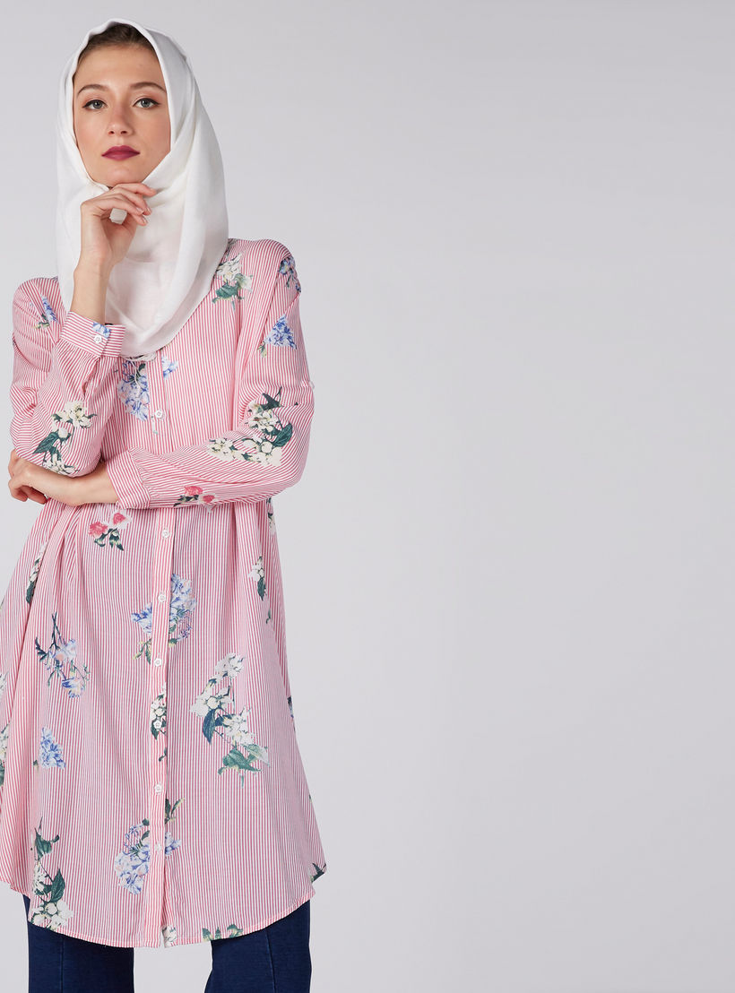 عباية بطبعات زهرية وأكمام طويلة وأزرار-women-clothing-shirtsandblouses-blouses-image-3