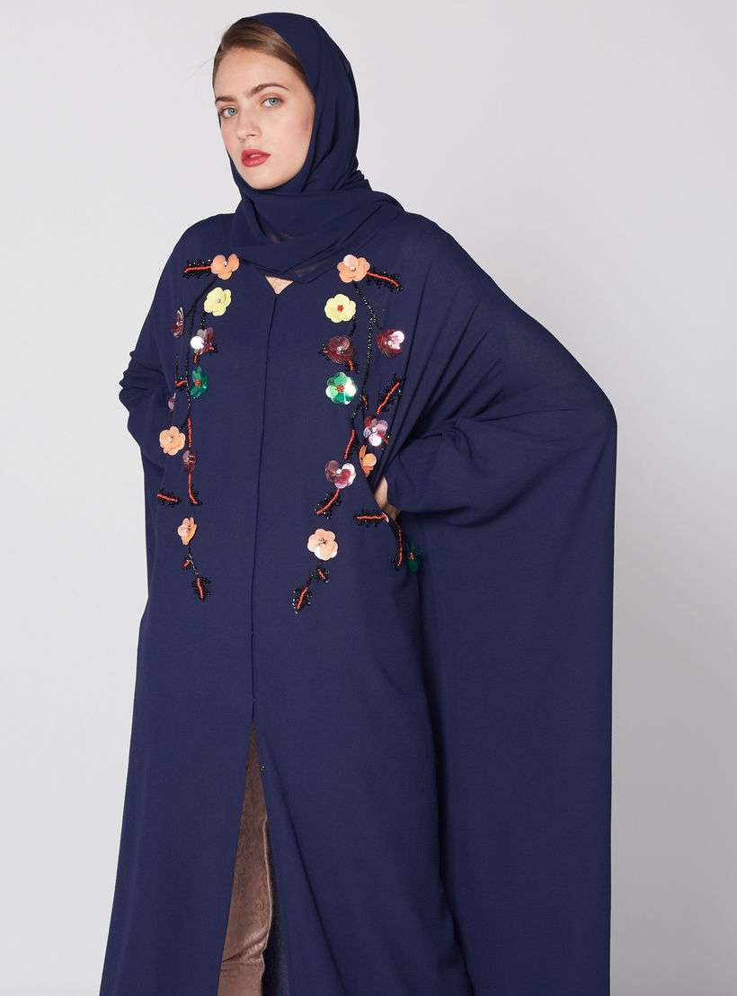 عباية بتفاصيل زهرية وأكمام طويلة-women-arabicclothing-abayas-image-5