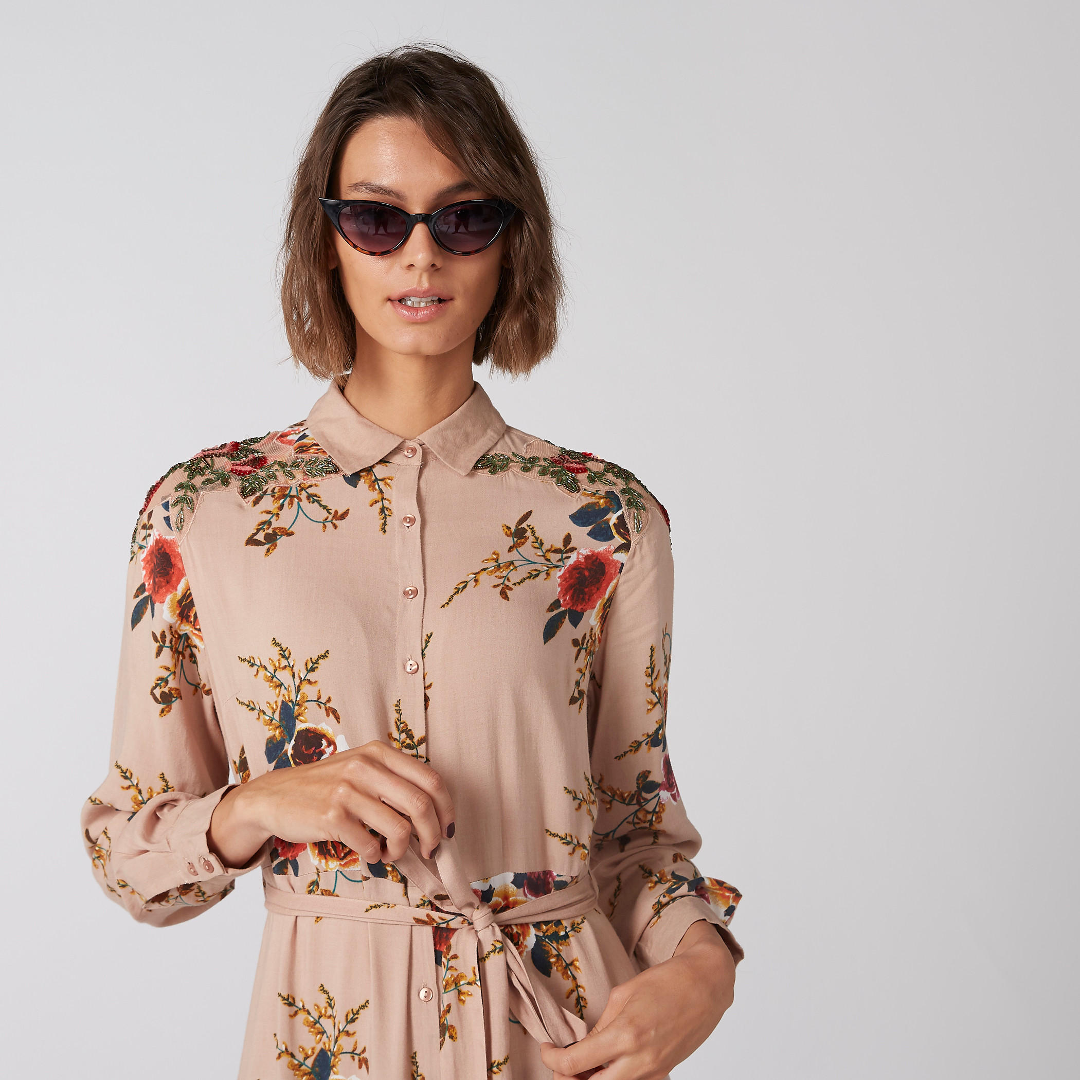 Printed A-Line Maxi Dress with Long Sleeves and Slit Detail-women-clothing-dresses-image-1