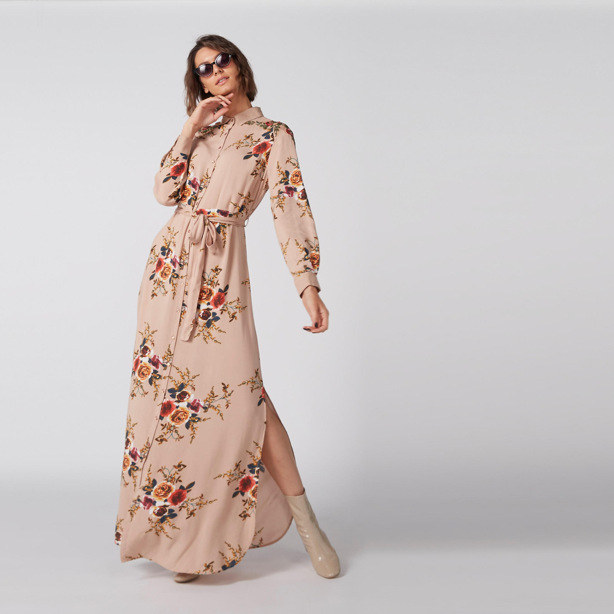 Printed A-Line Maxi Dress with Long Sleeves and Slit Detail-women-clothing-dresses-image-4